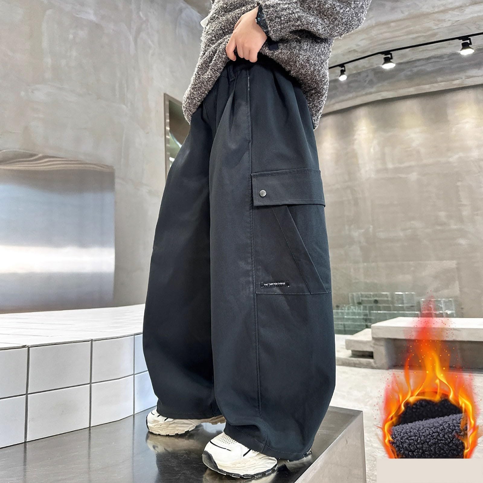 Hosen Für Jungen,Jungs Weites Bein Loose Fit Cargo Hose Jungen Reißverschluss Lässige Cargo Hosen Mit Taschen Teenager Jungen Reißverschluss Jagdbekleidung Outdoorhose