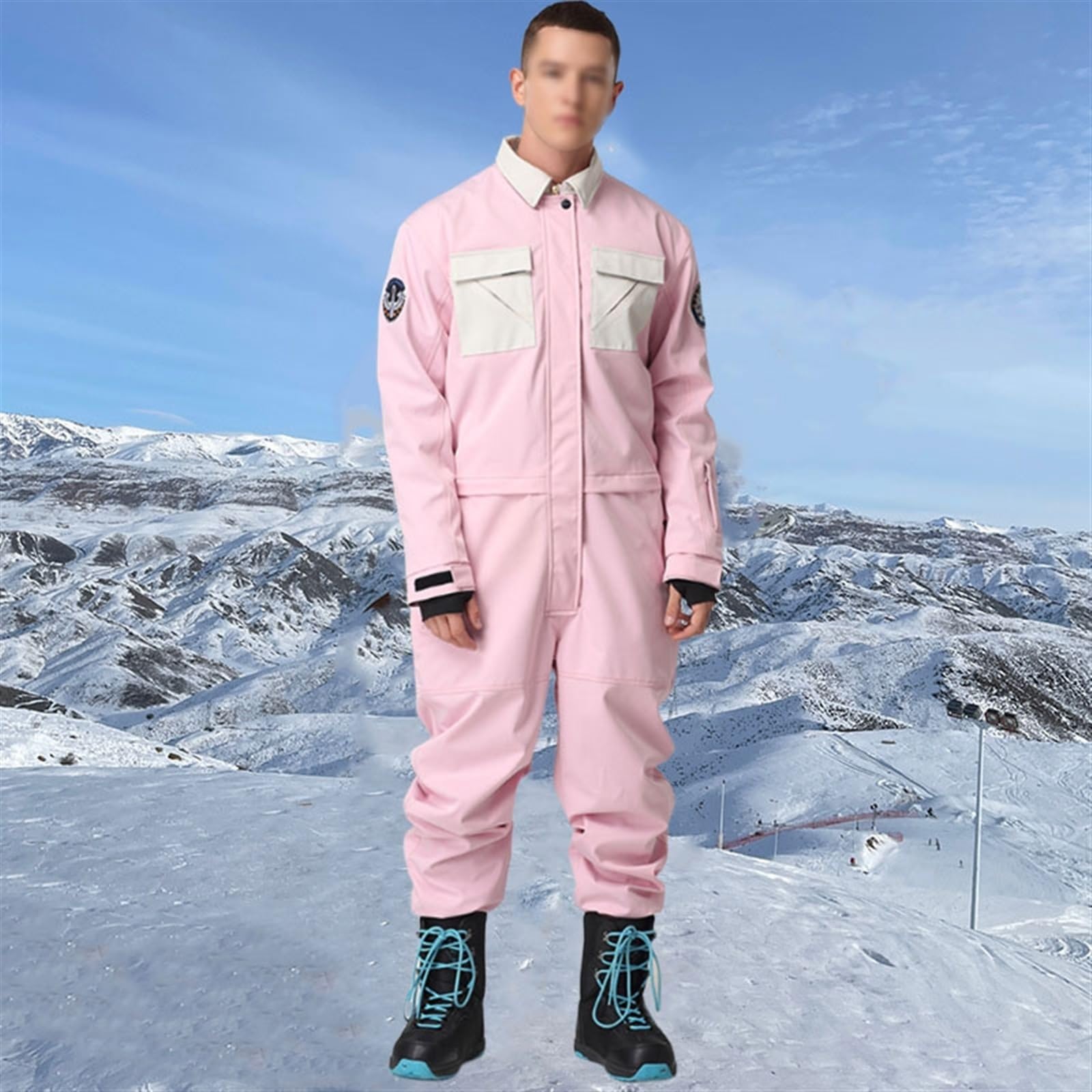 Yytcsjz Tute Da Sci Invernali Da Uomo, Tute Da Sci Da Uomo Calde E Resistenti All'usura In Caldo Peluche Colori Contrastanti Tute Da Sci, Tute Da Snowboard Impermeabili Impermeabili