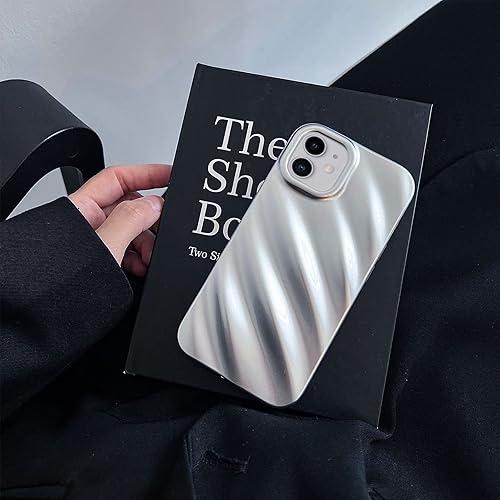 Miniatura 6 de Funda para iPhone 11, diseño de ondas rizadas de agua, suave y delgado, con acabado galvanizado, color plateado