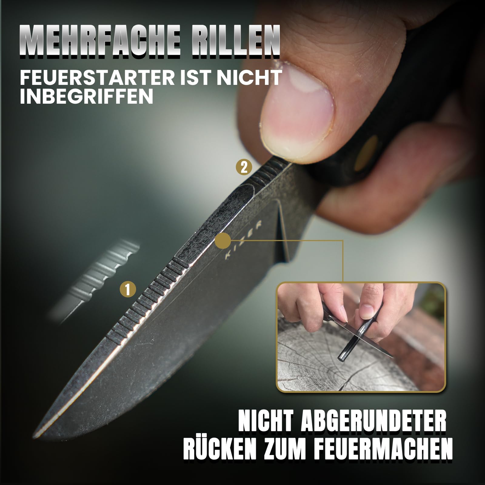 Kizer Hare Neck Knife EDC Messer mit D2 Klinge und G10 Griff, 1077M1 | 8cm Clip Point Klinge mit Schwarzem Griff, Kleine Outdoor Bushcraft Camping Survival Messer mit Scheide für Männer Frauen