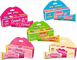 Kit 5 Unidades Hidratante Labial Carmed Fini 1 Banana 1 Beijos 1 Dentadura 1 BFF Beijinhos 1 BFF Rosa Glitter Efeito Gloss 10g