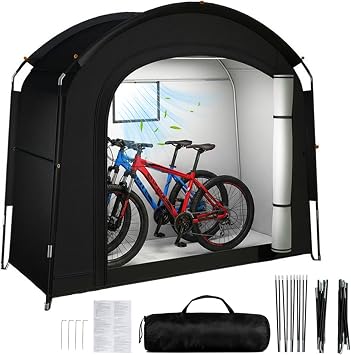 W&H Bike & Garden Storage Tent,Waterproof Anti-UV Outdoor Bicycle Shed with Roll-up Zipper Door,200x80x165cm,for Motorcycle, 2-3 Bikes,Garden Tools