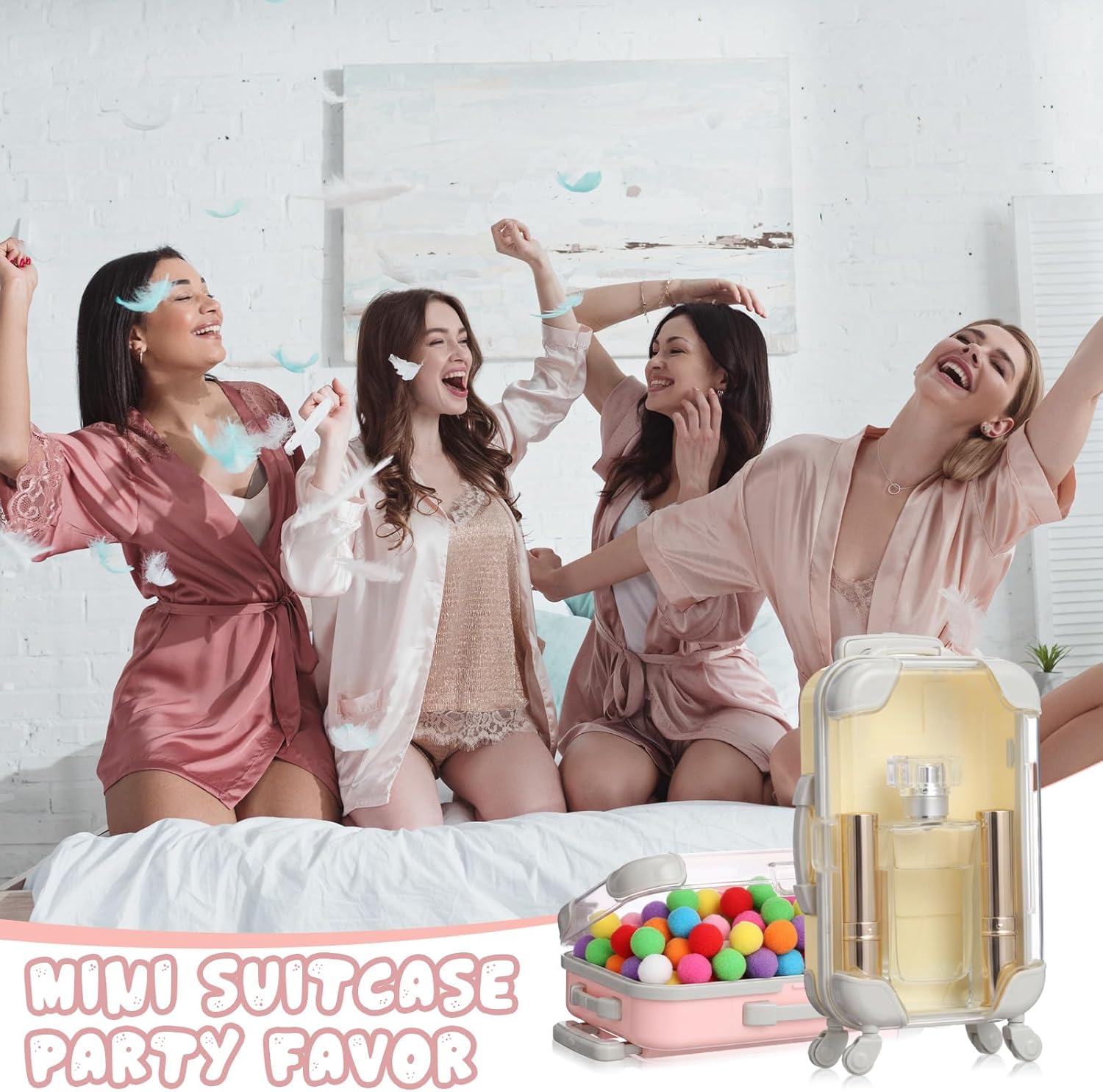 Kenning 36 Pcs Mini Empty Suitcase Storage Box Clear Travel Candy Box Suitcase with Bear Keychain Hairpin for Girls Women Wedding Birthday Bridal Shower Party Favors Travel Gifts (L,Multicolor)
