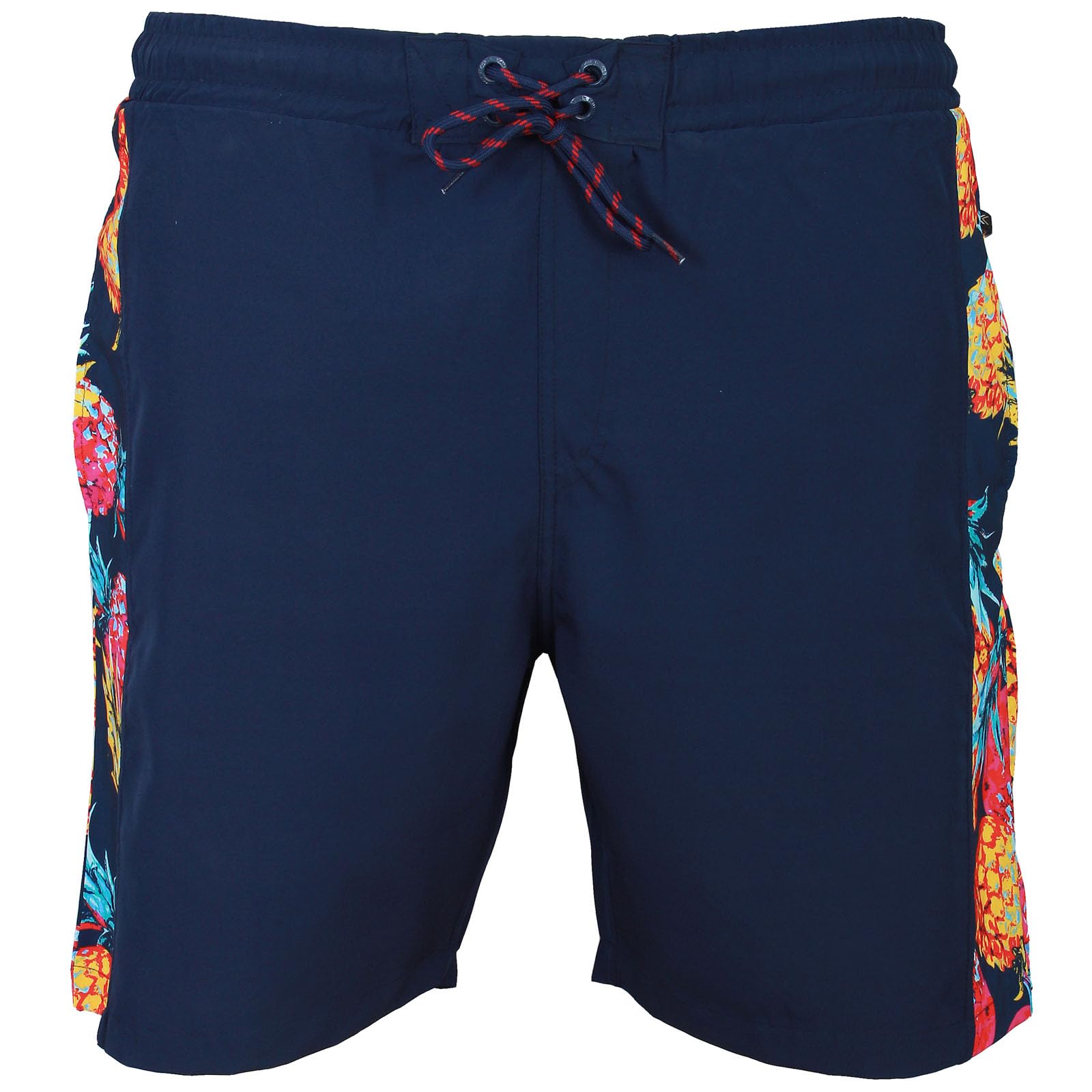 Kam Men's Blue Swimwear Trunks Pineapple Print Stretch Shorts Drawstring 2XL-8Xl 3017 (Uk, Alpha, 5XL, Regular, Regular, Navy)