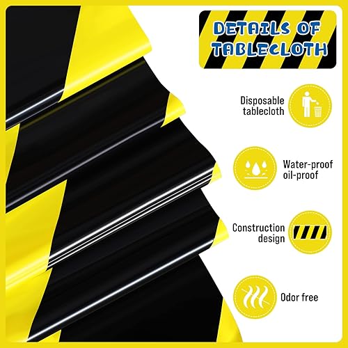 Miniatura 4 de 6 piezas de recuerdos de fiesta de construcción de 51 x 108 pulgadas, mantel de construcción temático de construcción, suministros de decoración de