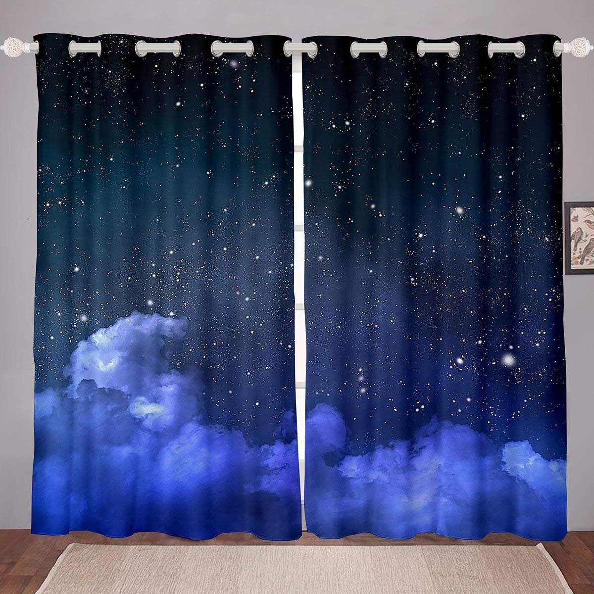 Tende per finestra con astronauta per ragazzi e ragazze, motivo galassia stellato, per bambini, cosmonauta astronauta, per finestre, spazio esterno, avventura, decorazione per la stanza, W66 x L90