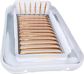 SWIMLINE Original Suntan Tub Luxe Edition Inflatable Floating Lounger Pearl White Gold | Tanning Pool Hybrid Lounge | Comfort Pillow | Fill with Water | for Kids & Adults | Reflective Tanning Design