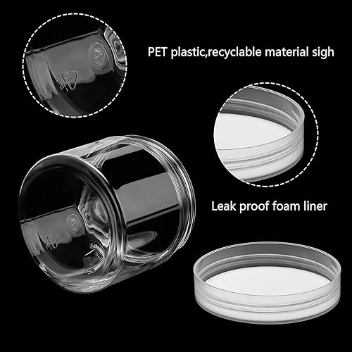 Miniatura 3 de SATINIOR Paquete de 12 tarros de plástico con tapas, tarros redondos transparentes para cosméticos de viaje, para artículos de tocador, loción,