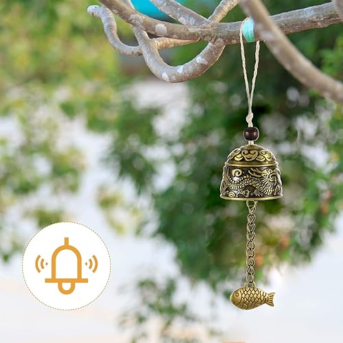 Miniatura 6 de 4 carillones de viento Feng Shui chino Feng Shui Metal Lucky Bell 3 campanas de viento colgantes vintage dragón y peces carillón colgante para buena