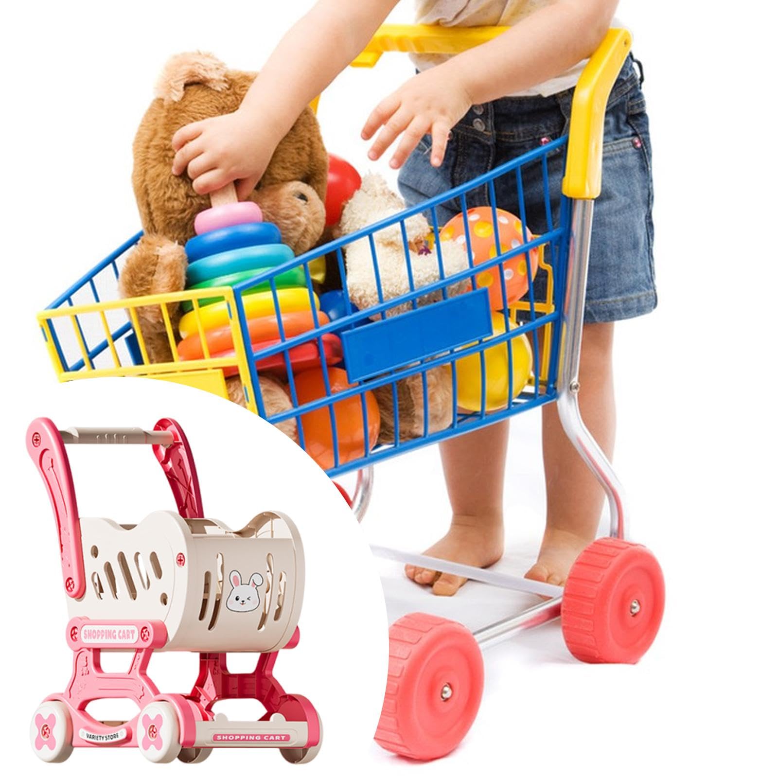 Harilla Carrelli della Spesa, Carrelli a Mano per Supermercati, Carrelli della Spesa Giocattolo, Giocattoli Interattivi per Bambini Piccoli per L'apprendi, Rosa