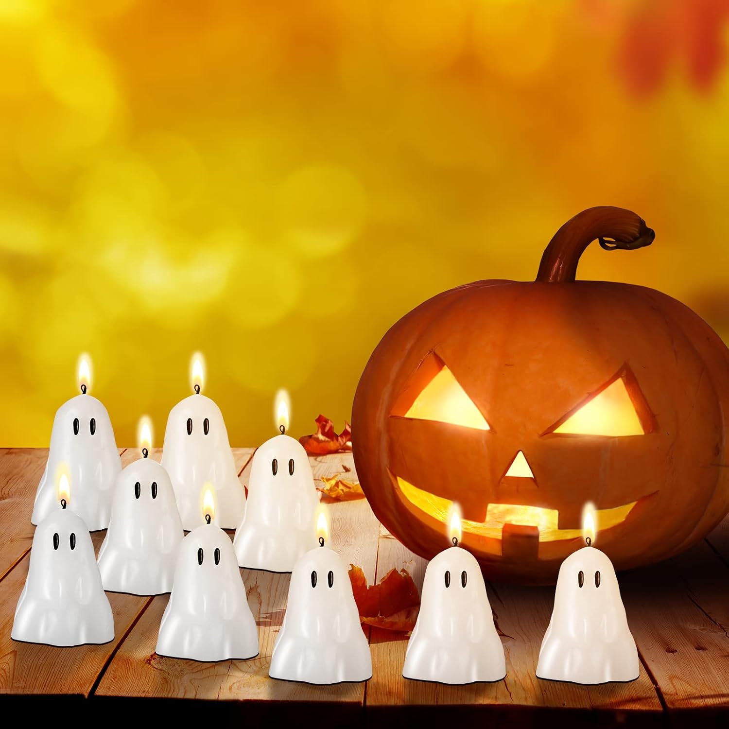 Jutom 20 Pcs Halloween Ghost Candles 1.6"x 1.8" Mini Spooky Candles Bulk
