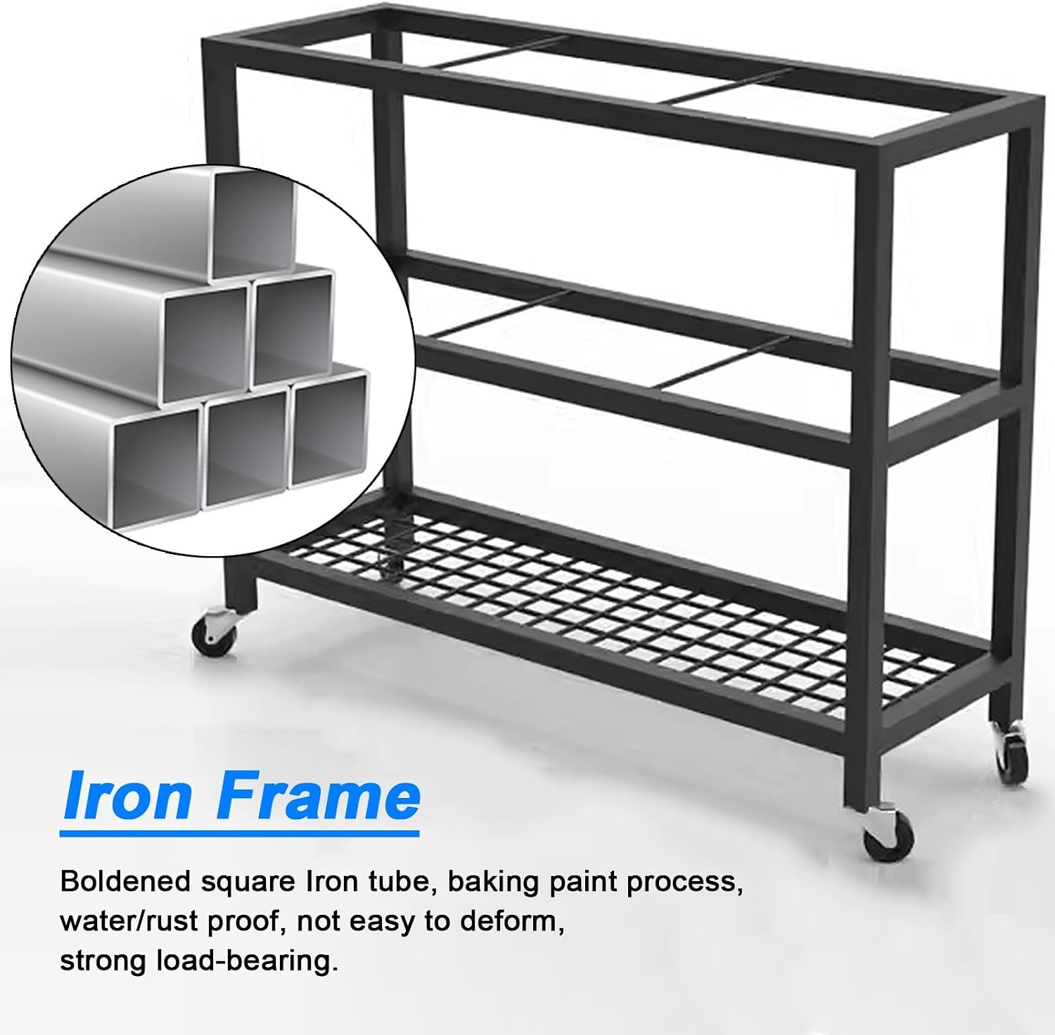 Portable Yoga Mat Organizer Cart, Rolling Fitness Equipment Storage Rack, Metal Gym Trolley for Home & Garage Use - Black, Perfect for Yoga & Workout Gear Storage image 4