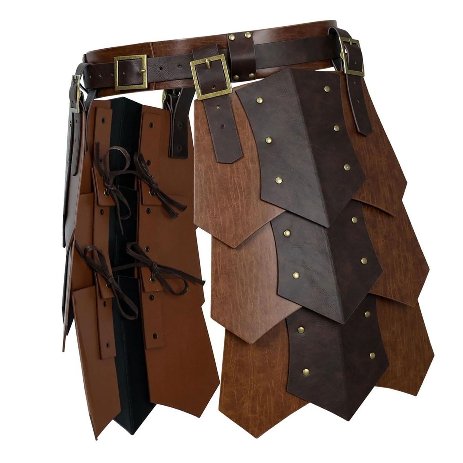 Armatura medievale in finta pelle per Halloween e cosplay, costume double face per coscia, mercenari e cavalieri, corazzate con gonna, doppio lato in vita