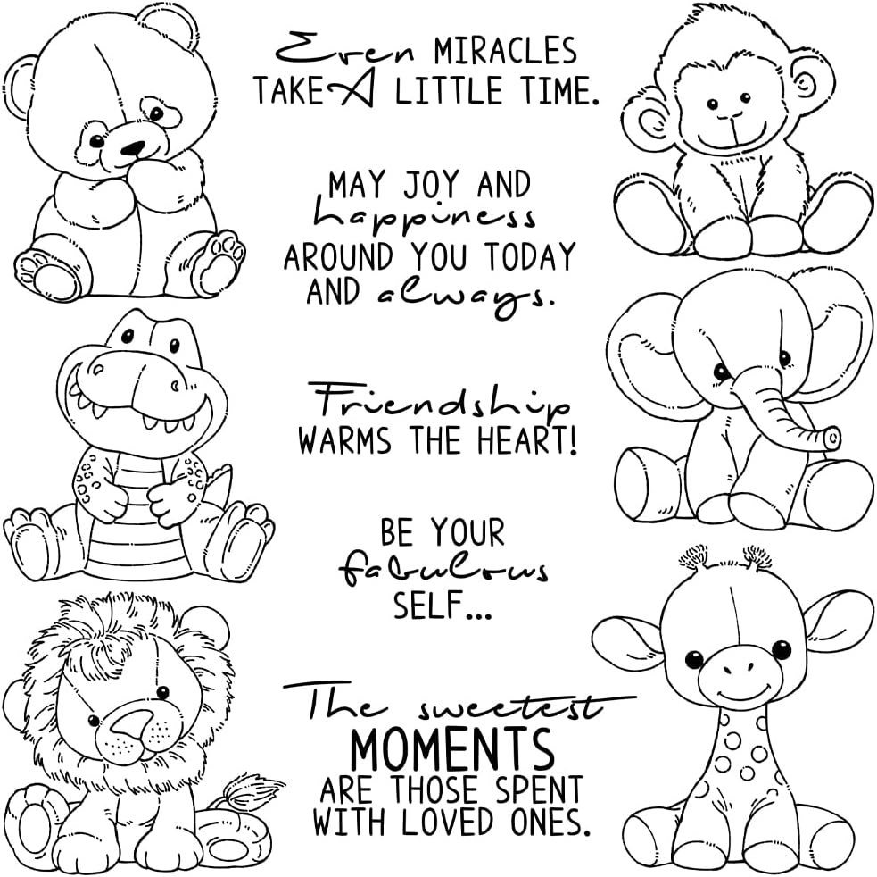 Cute Animals Stamps and Dies for Scrapbooking Card Making, DIY Craft Supplies, Photo Album Decorations, Handmade Gifts for Birthday Thanks Cards