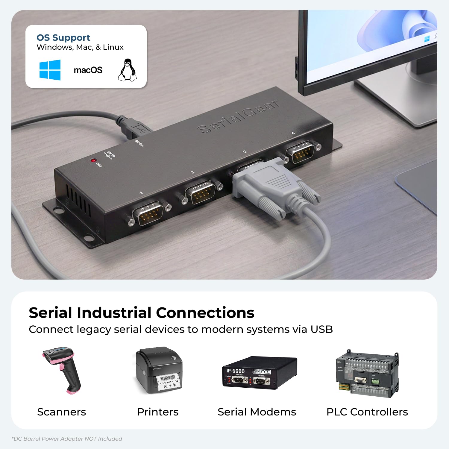 USB bay-4 puerto Serial DB-9 RS-232 Adaptador con Chipset FTDI