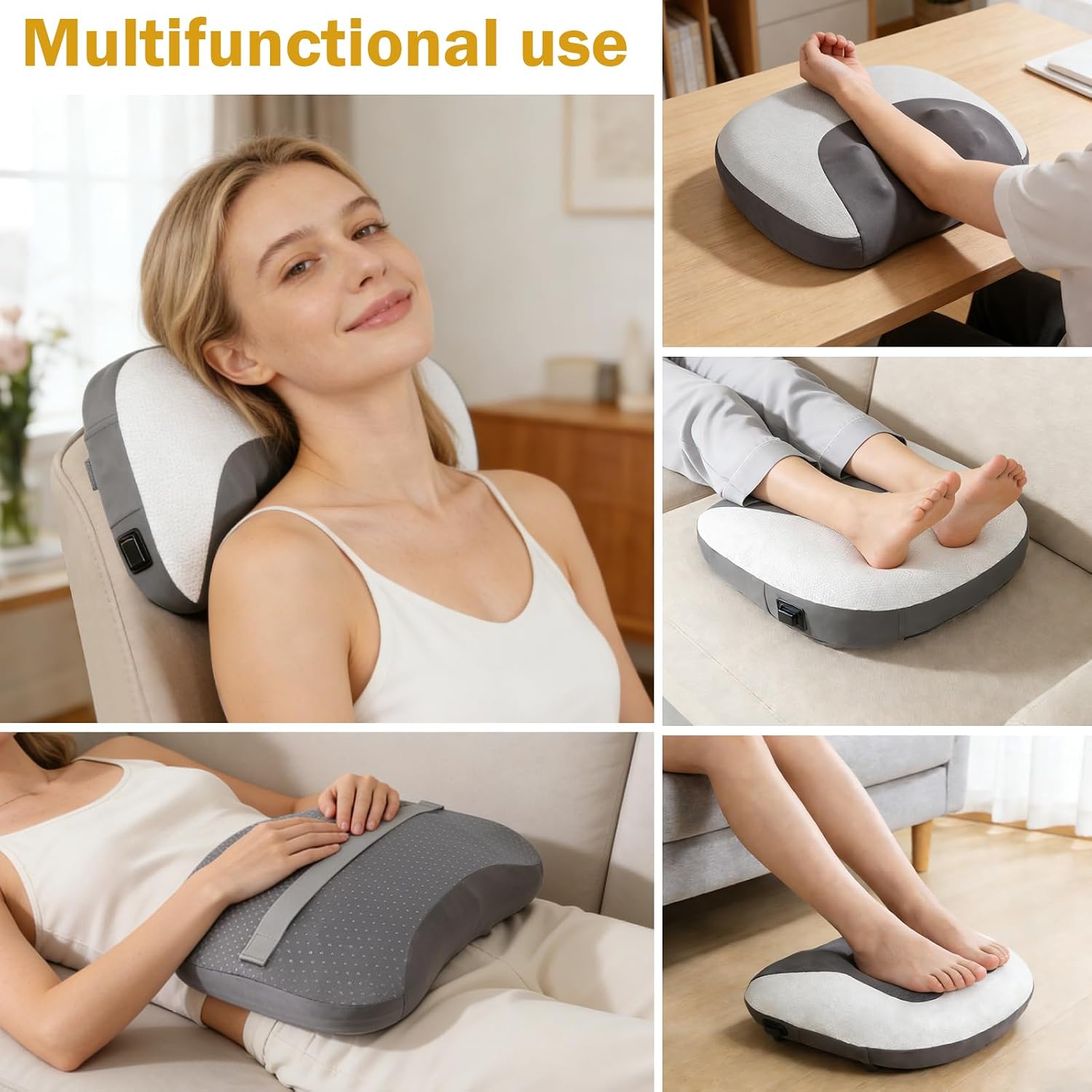 Futurebatt Back and Neck Massager with Heat，Shiatsu Neck Massager Pillow for Back,Neck,Shoulder,Foot,Portable Lower Back Massager for Office Workers, Drivers, Middle-Aged and Elderly People