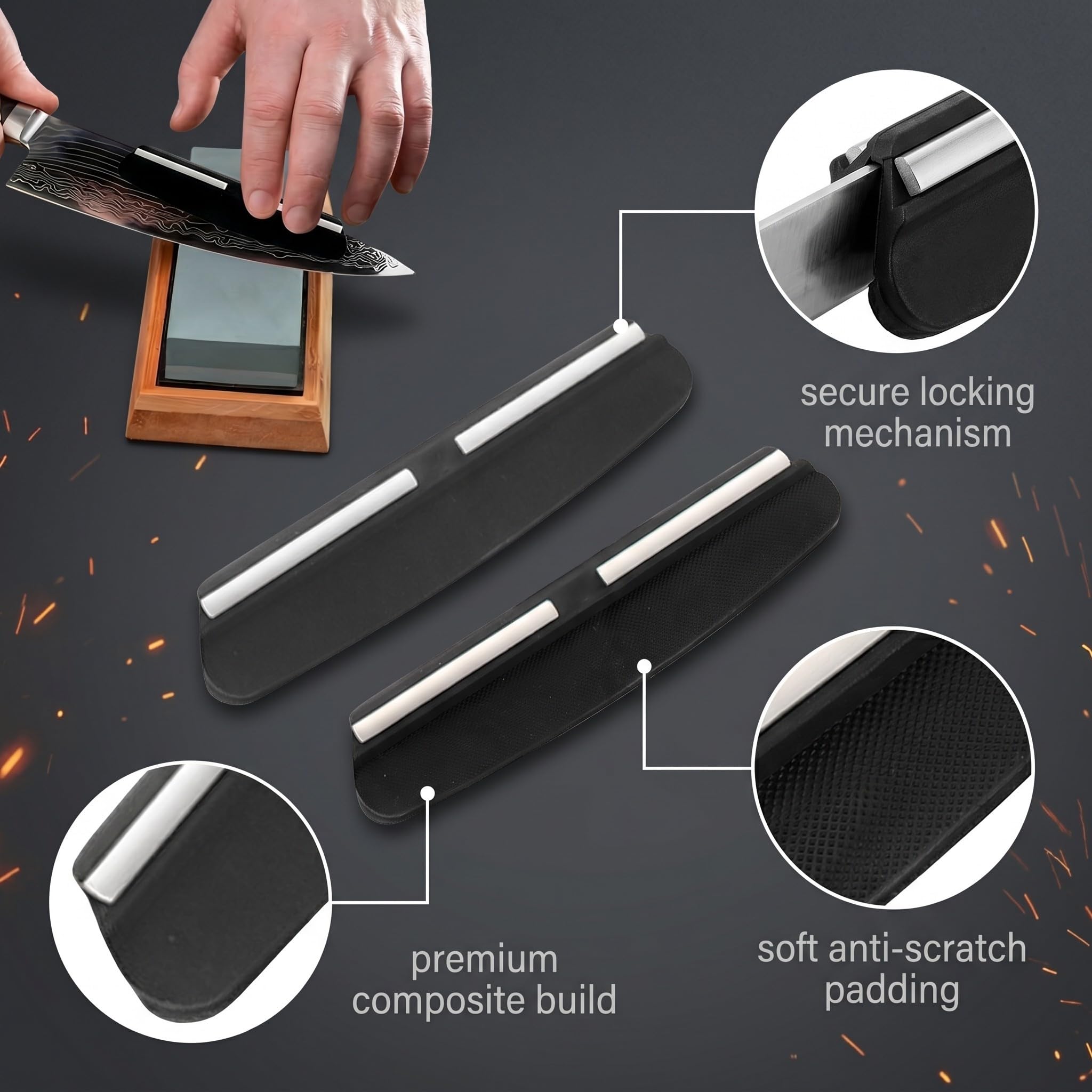 Rguide D'Affûtage,2 Pcs Guide D'Angle Affutage Outils pour Affûtage,Support D'Affûtage et Un Guide D'Angle à 15° pour Pierres à Aiguiser