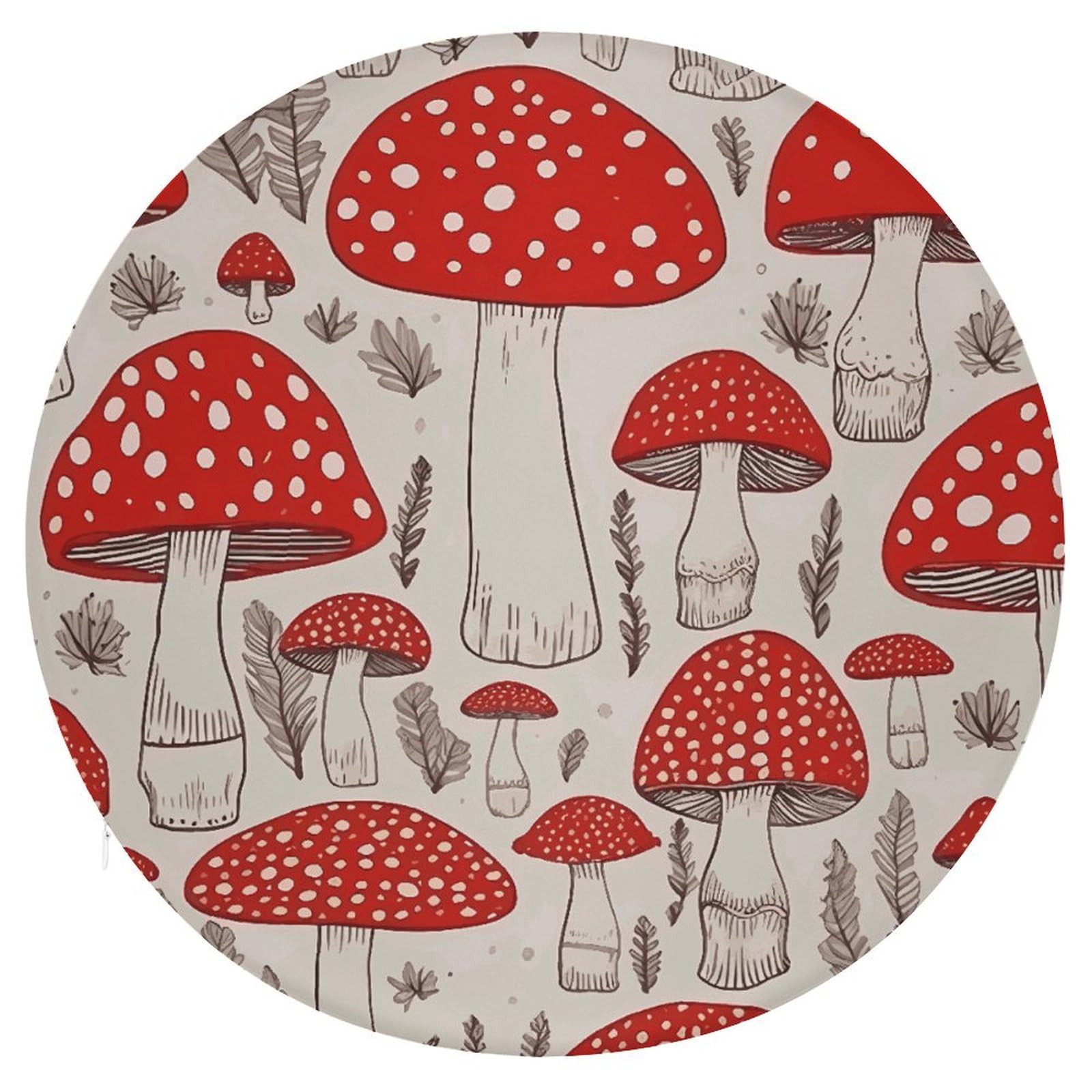 Housses de siège de chaise rondes de salle à manger lavables à motif champignon