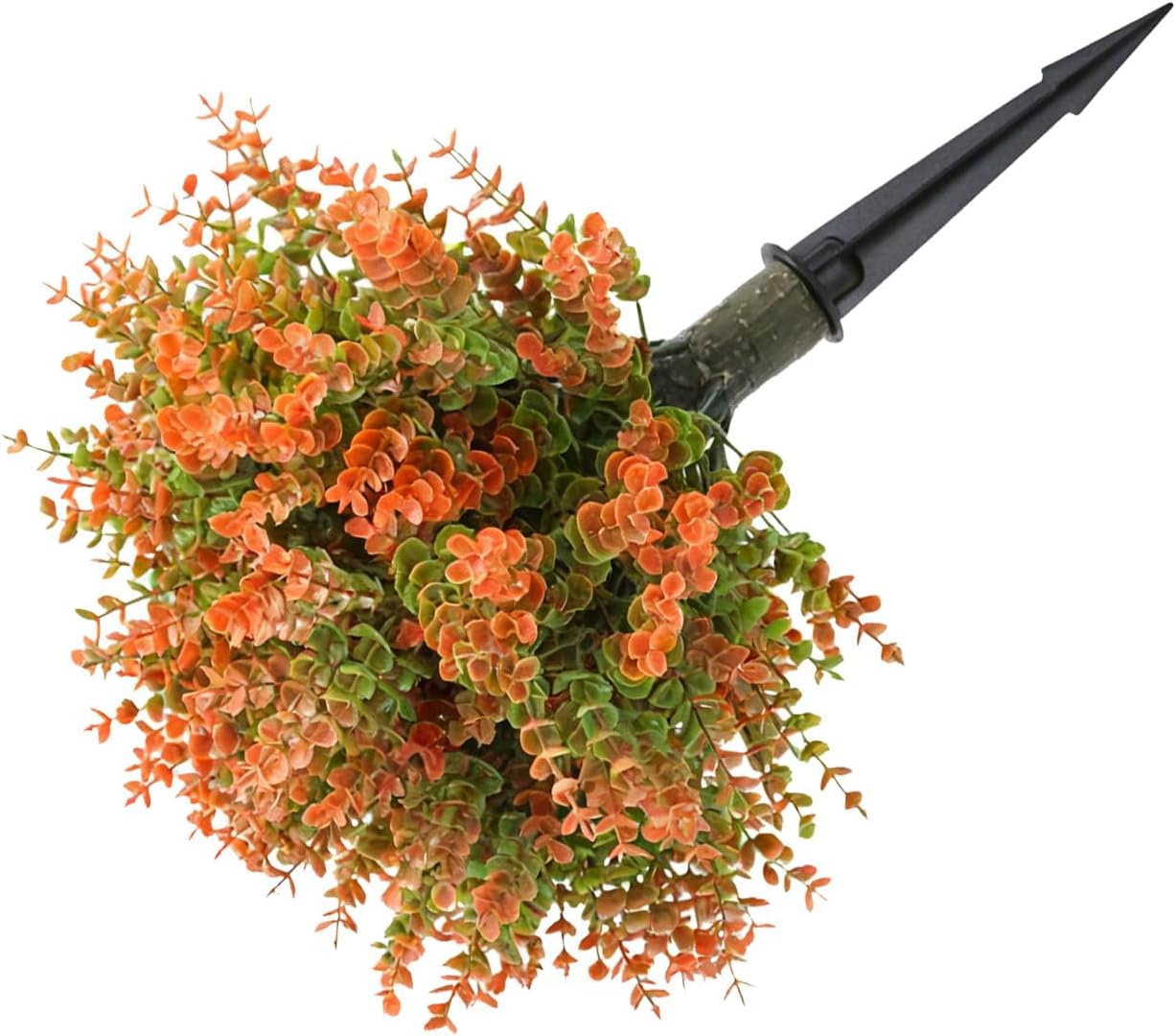 Artificial Orange Eucalyptus Topiary Shrubs with Ground Spike for Outdoor Decor, Faux Plants for Patios, Set of 2