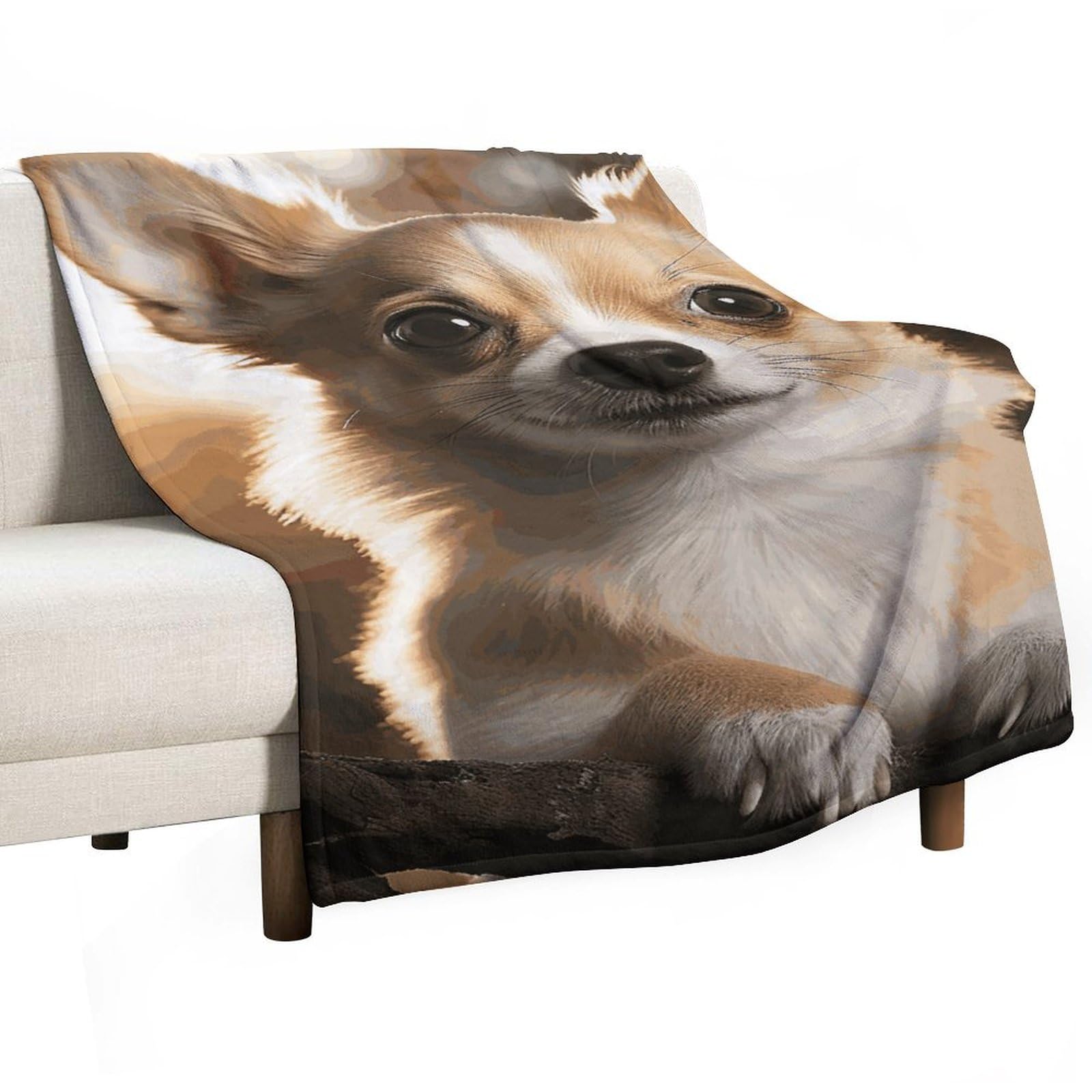 Couverture flanelle imprimé chihuahua idéale pour vos pique-niques et voyages