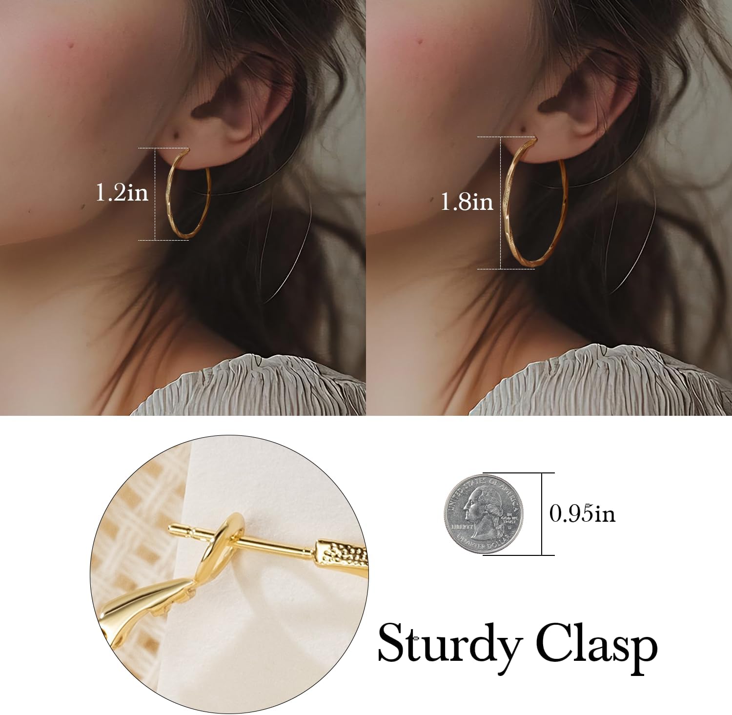 14K Gold Hoop Earring for Women Earrings Hoops Twisted 14K Earrings Gold Jewelry Lightweight 30 MM,40 MM