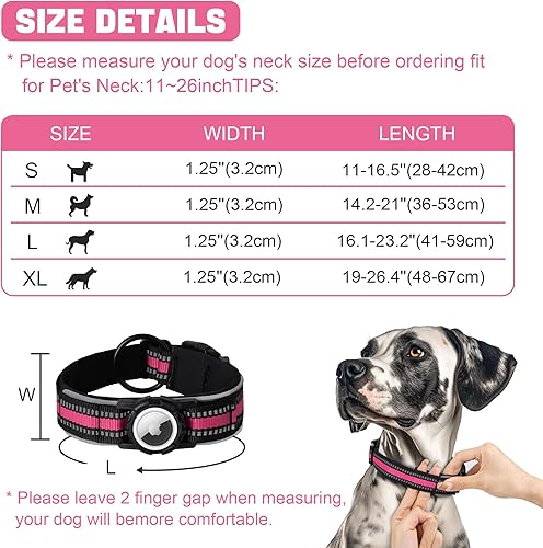 Miniatura 7 de Smosao AirTag - Collar de perro ajustable de Apple AirTag, collar de perro de nailon resistente con funda de soporte AirTag, collar reflectante de