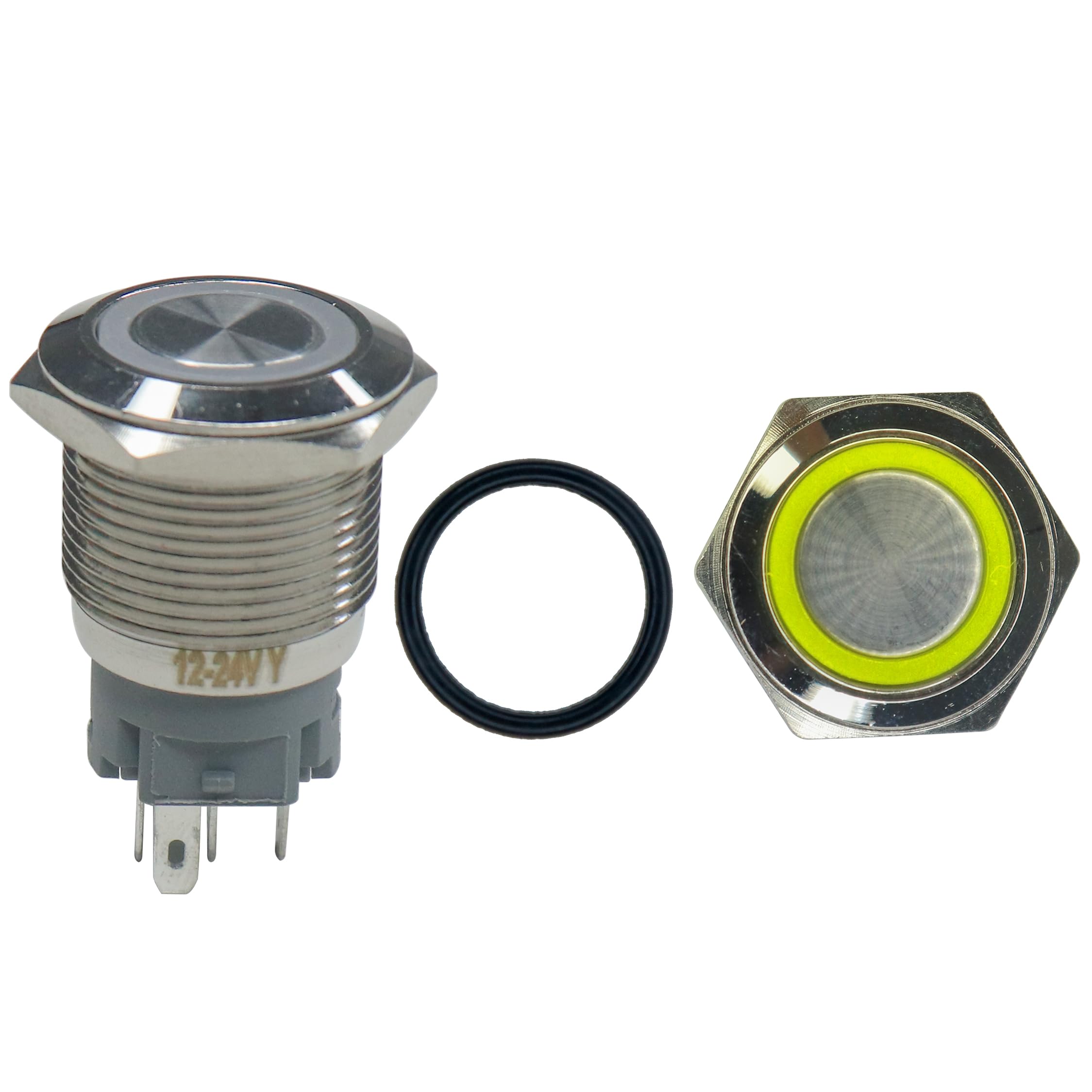 Electronic Spices 19 mm 12-24V Ring Light Self Locking Push Button Metal Switch with Yellow Indicator (B0CD2JD5TR) Amazon Price History, Amazon Price Tracker
