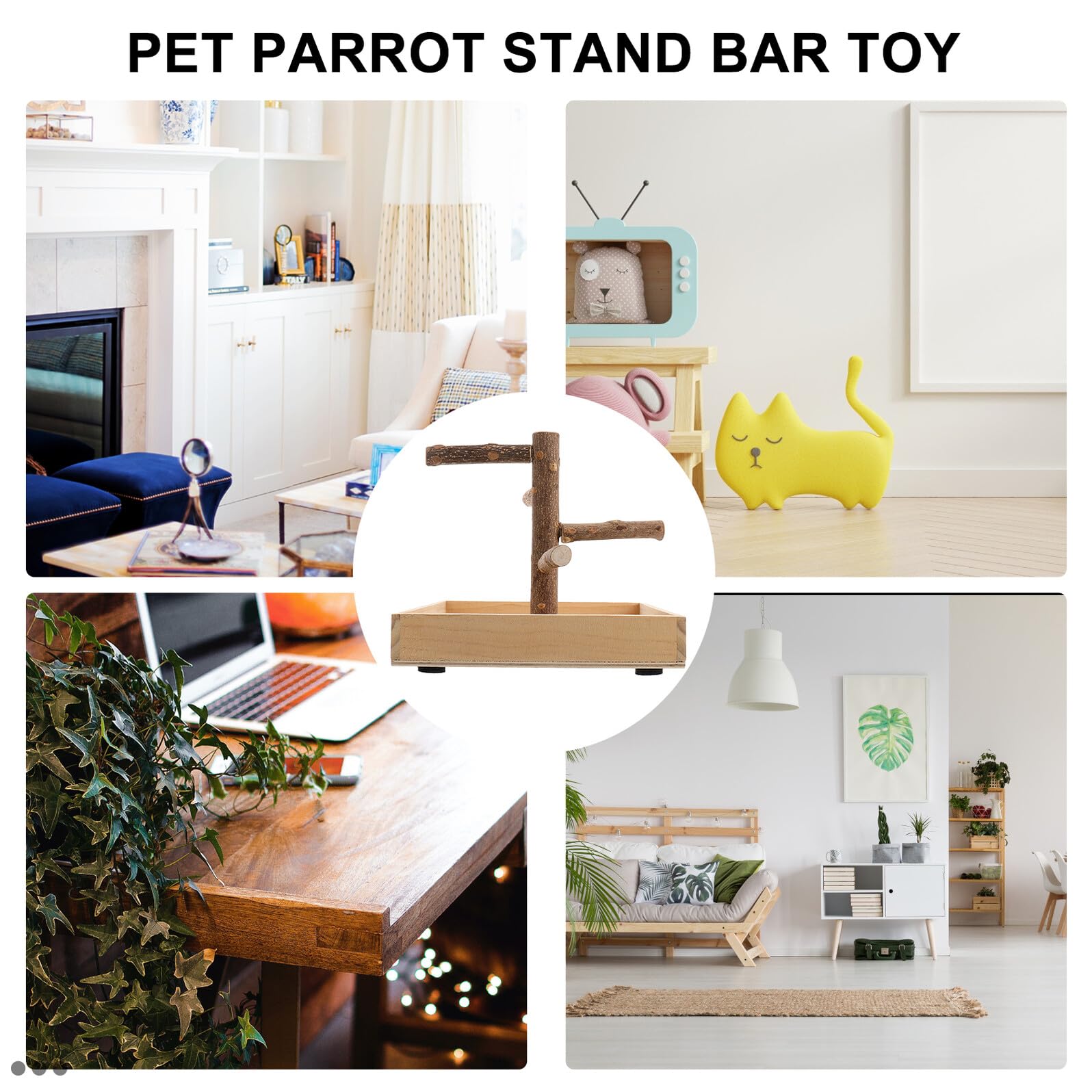 Lurrose Percha Soporte Pájaros Portátil de Madera y Pequeños Periquitos para Resistente para Entrenamiento y Desarrollo de Equilibrio en Mascotas