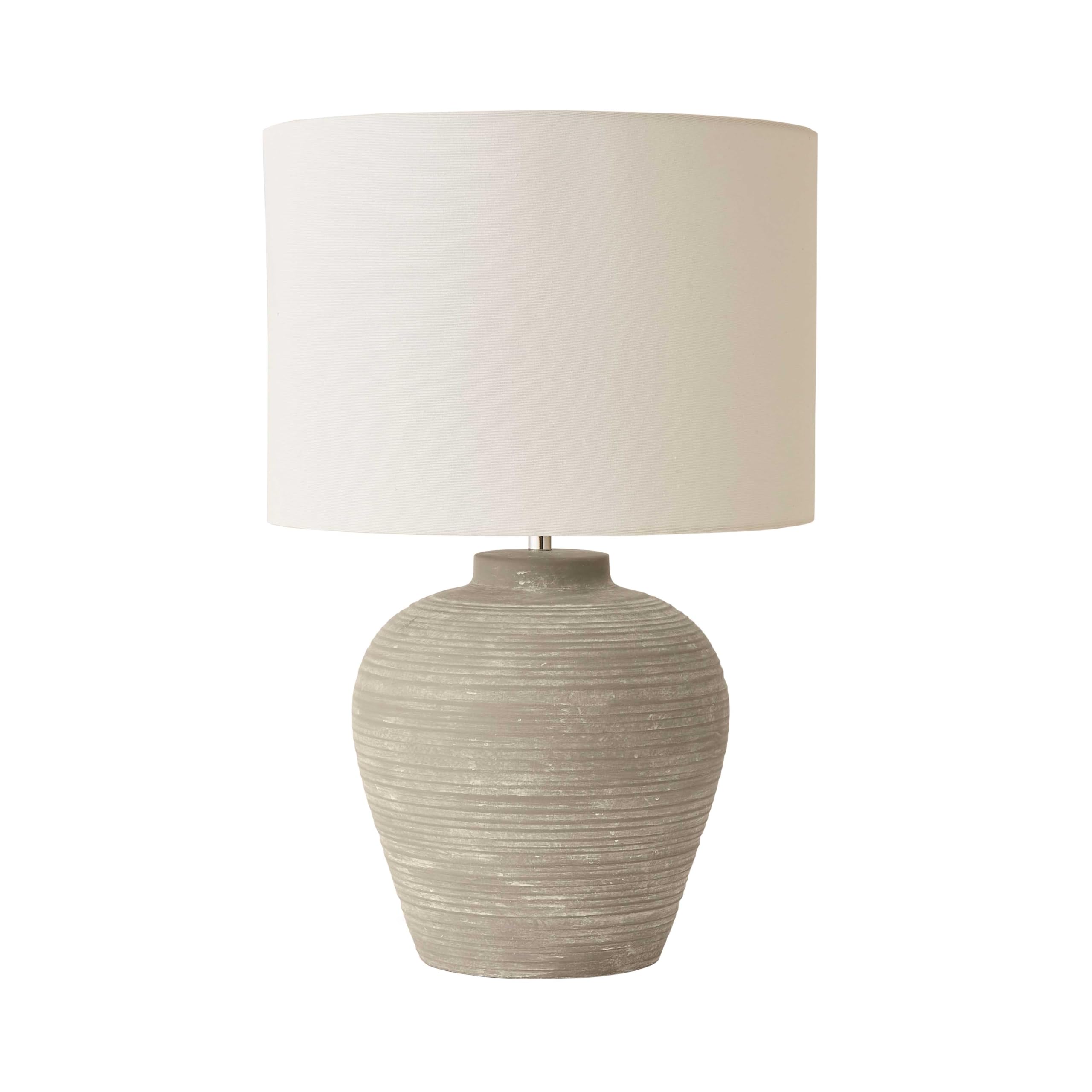 ValueLights | Reid Linen Drum Lamp Shade Stone Grey Ribbed Ceramic Large Table Lamp | Table Lamps, Home Décor & Improvement Essential