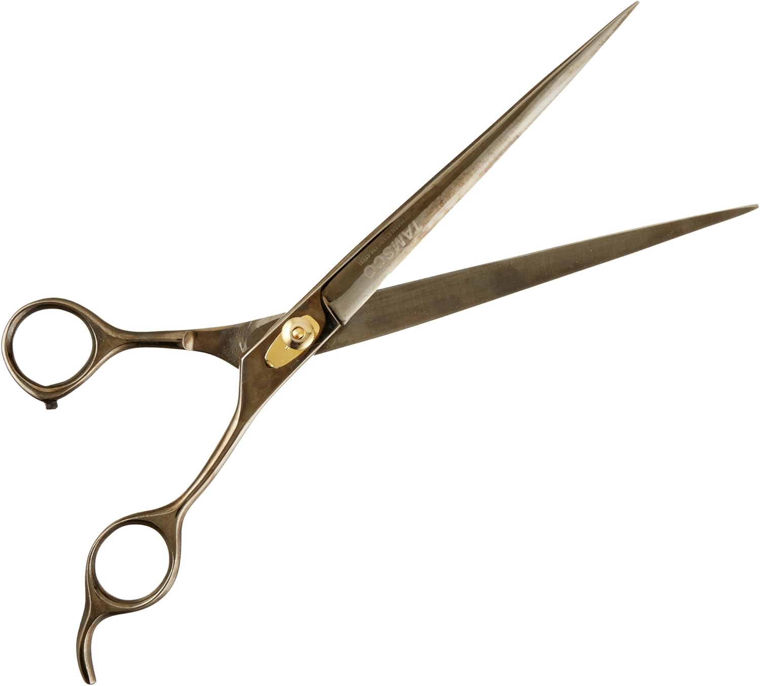 TAMSCO Extra Long Slim Professional Grooming Scissors 10-Inch with Finger Rest, Durable Gun Metal Finish