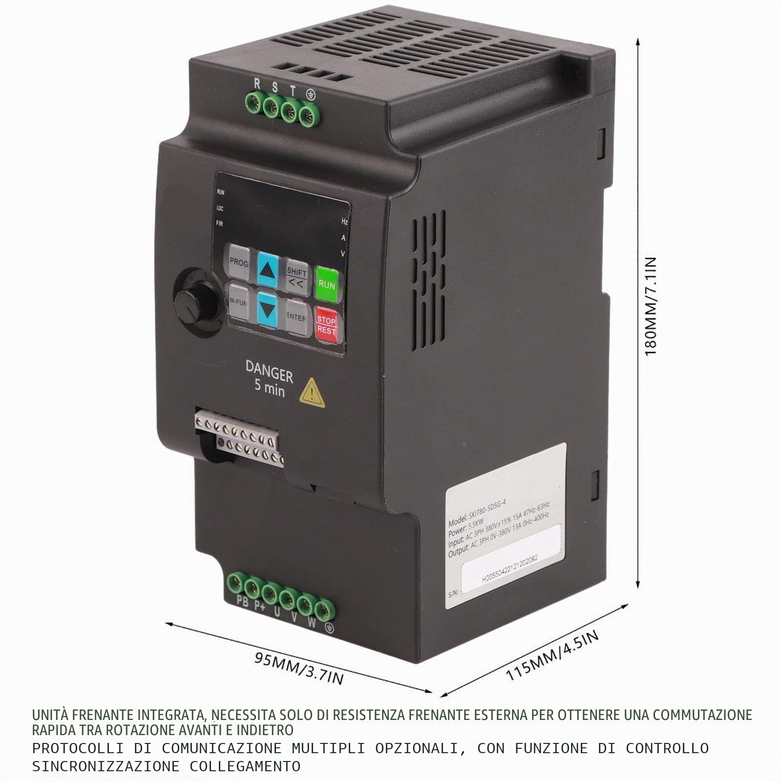 Inverter VFD 5.5kw 380V, SKI780-5D5G-4 Convertitore di frequenza variabile universale, convertitore di frequenza VFD del motore, regolatore di velocità del motore