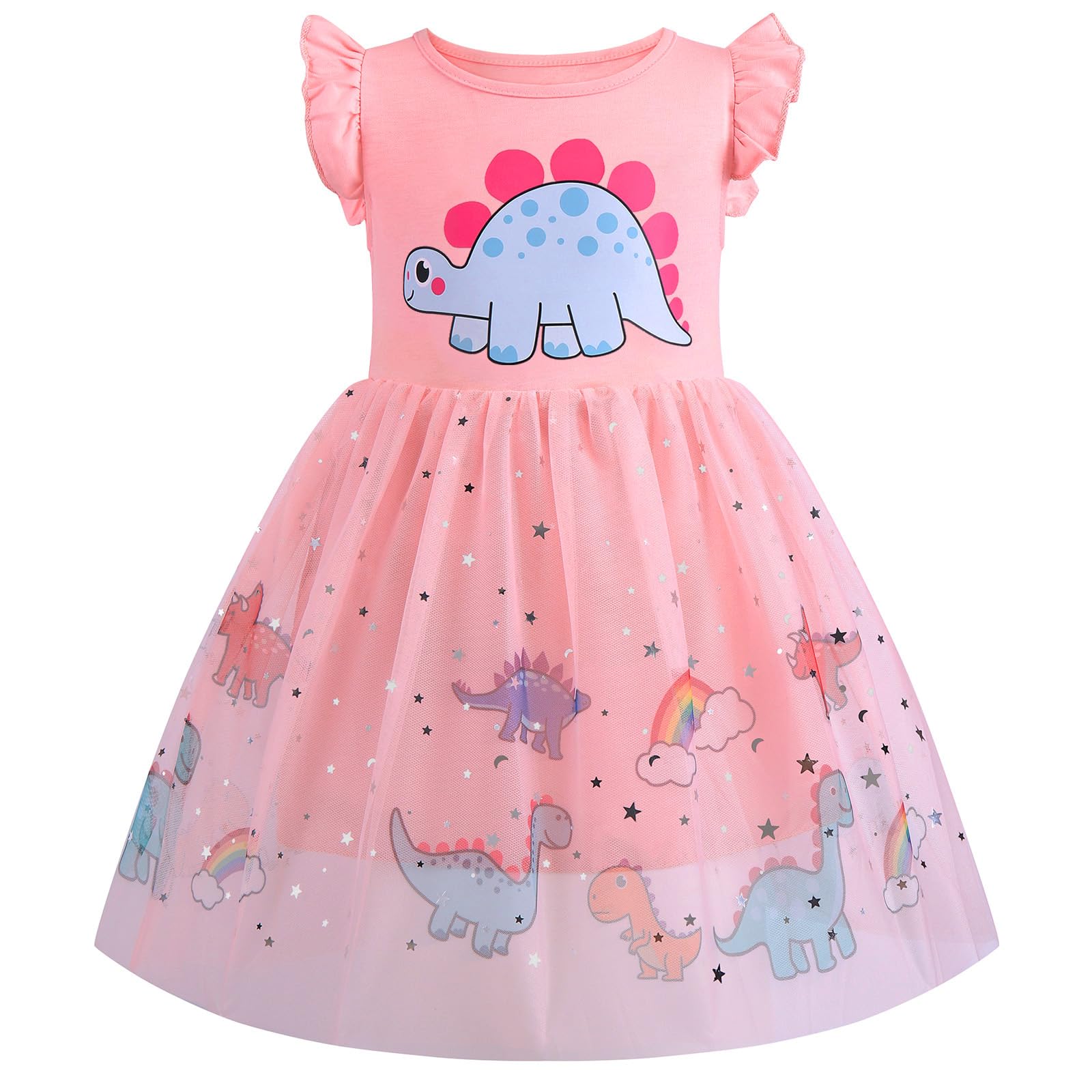 Kleider für Kleines Mädchen Kurzarm Kleid Cartoon-Stil Regenbogen Ozean Prinzessinnenkleid Dino Giraffe Osterhase Meerjungfrau Kinder Prinzessin Kostüm Tägliche Sommer Rock Ferienkleider