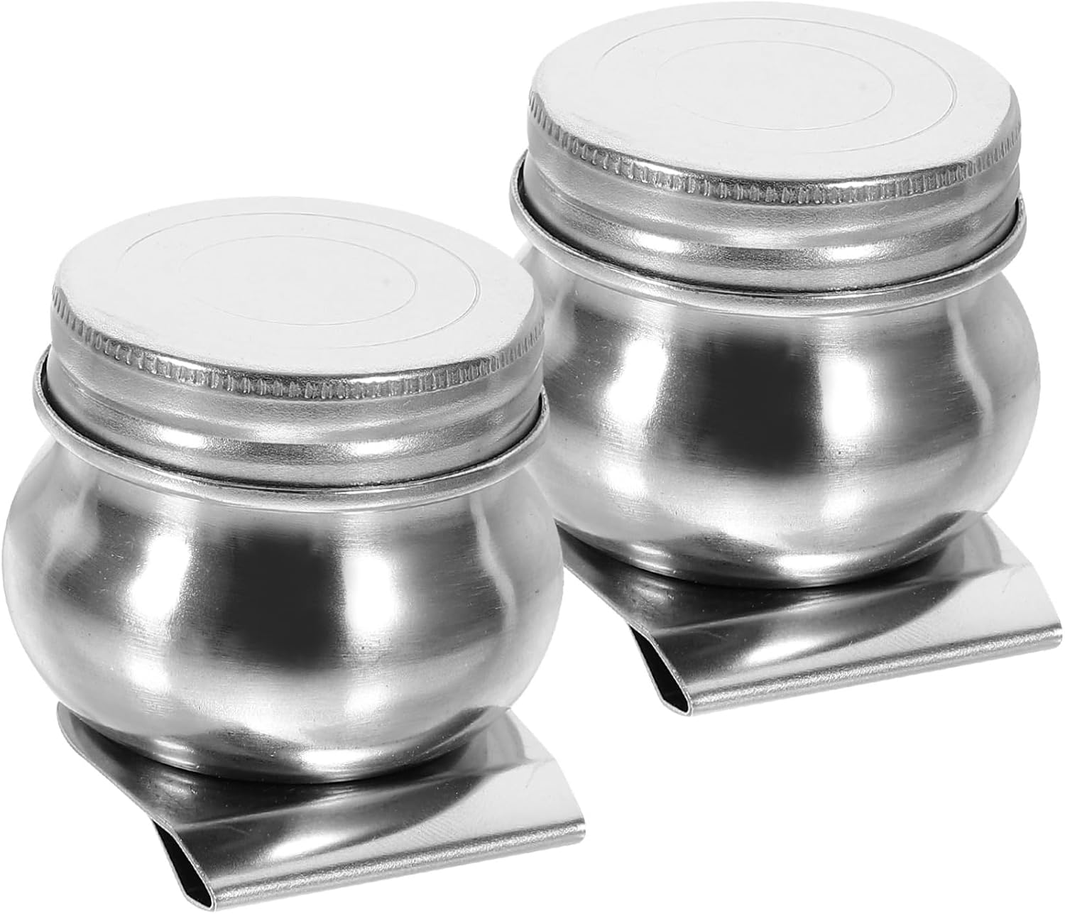 SEWACC 2pcs Oil Palette Cups Stainless Steel Cup Lid Easy to Clean Pigment Mixing Pot