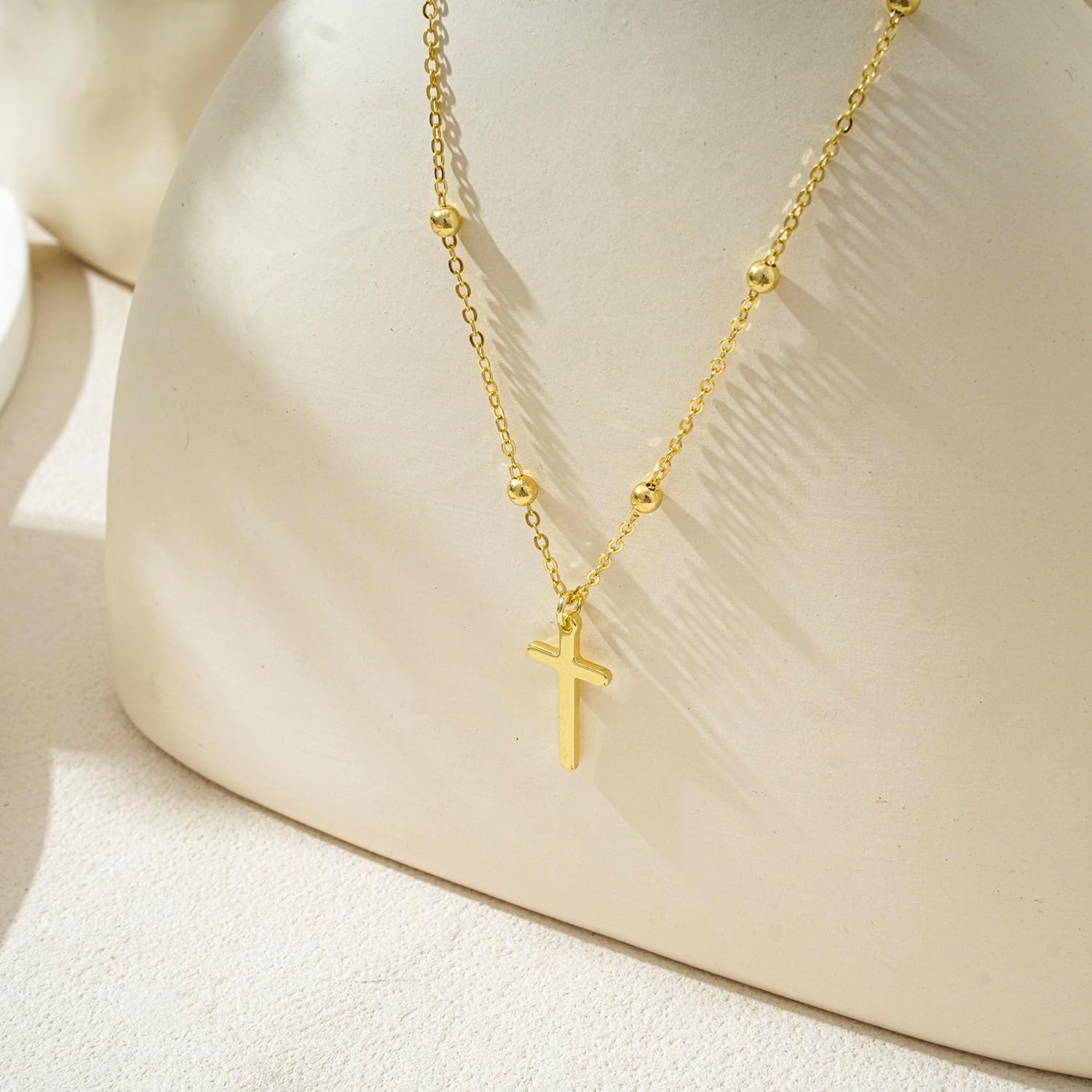 Cross Necklace for Women, Dainty 14K Gold Plated Cross Pendant Simple Long Necklaces for Women, Christian Faith Necklace Trendy Gold Jewelry Gifts for Easter - Image 8