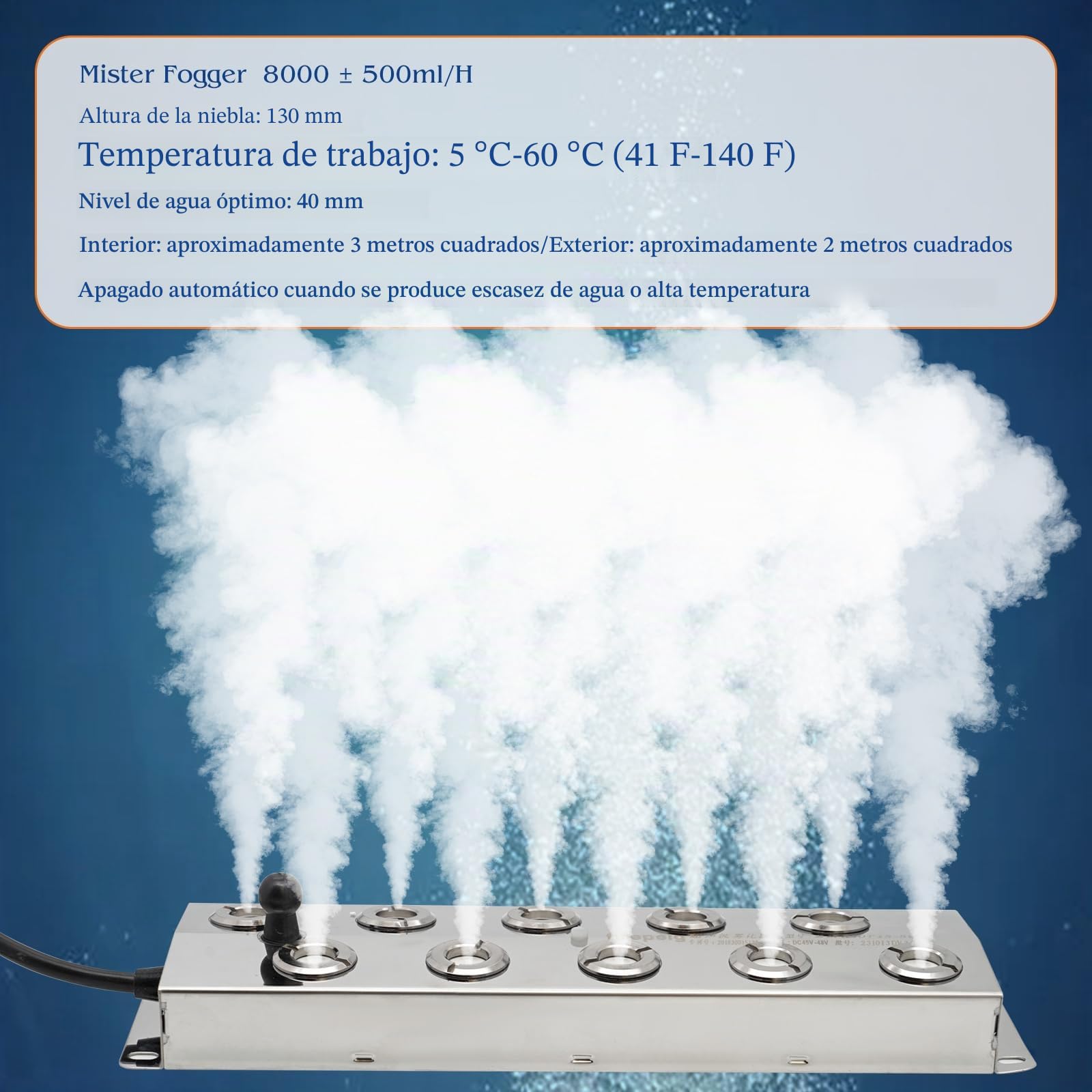 Maquina De Niebla 10 Cabezas 7L/H Generador De Niebla con Fuente De Alimentación De 400w Y Boya De Plástico, Nebulizador Ultrasónico Atomizador para Fuentes De Estanque, Paisajes Mágicos