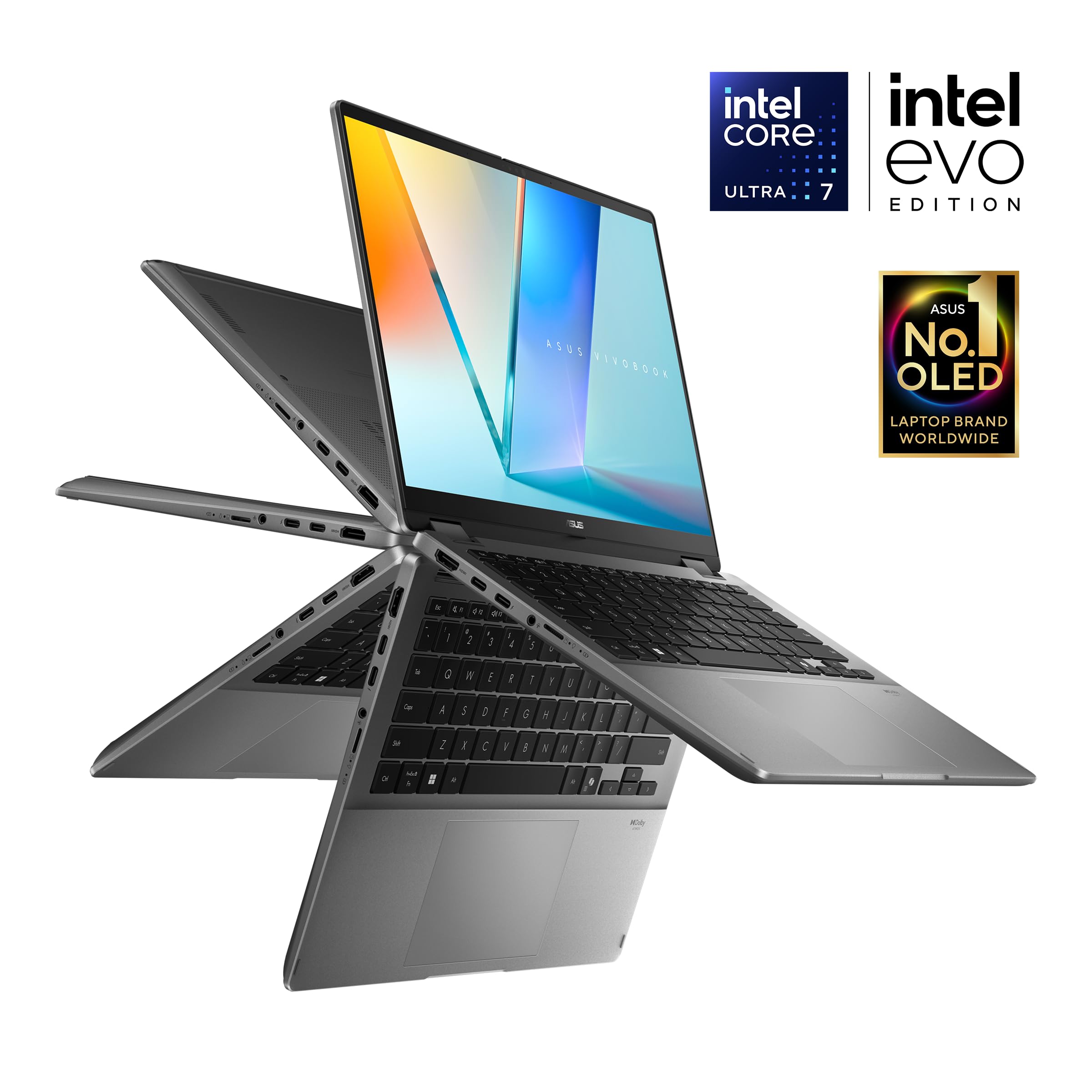 Asus Vivobook 14 Flip TP3407SA 14 pouces WUXGA OLED (Intel Core Ultra 7, 16Go LPDDR5X, 1To SSD, Intel Arc Graphics, Windows 11 Home) - Clavier AZERTY - Sans Chargeur