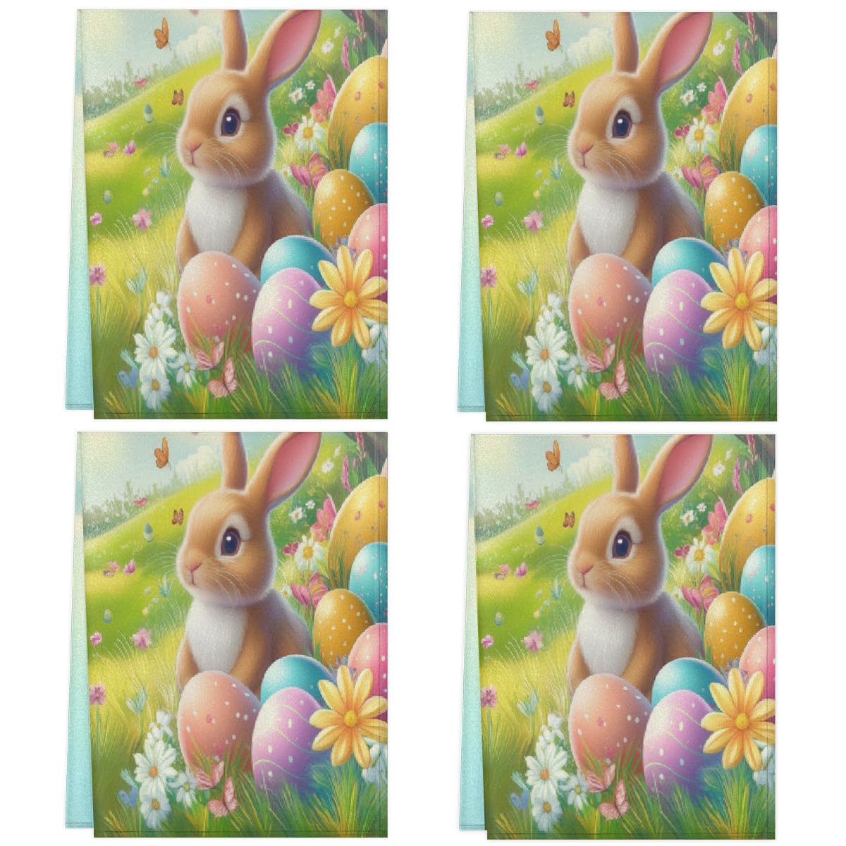 Torchons en microfibre absorbants lot de 4 essuie-mains de cuisine motif de Pâques 45x72 cm