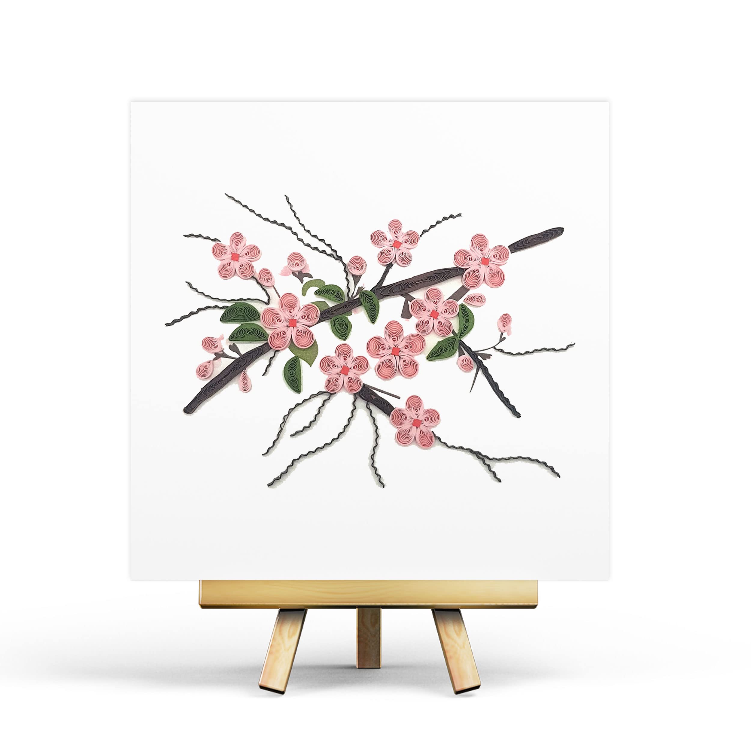 Tarjeta de felicitación japonesa con diseño de flor de durazno | Tarjeta de felicitación 3D de feliz año nuevo | Tarjeta de felicitación de papel hecha a mano para Navidad, cumpleaños