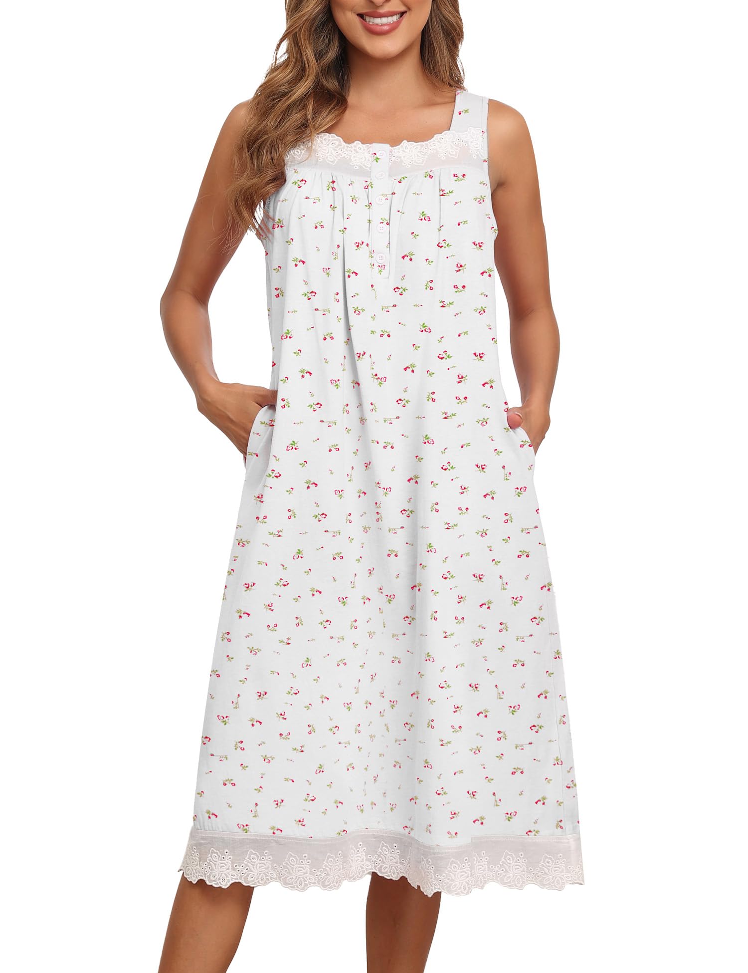 Bloggerlove 100% Cotton Nightgown with Pockets