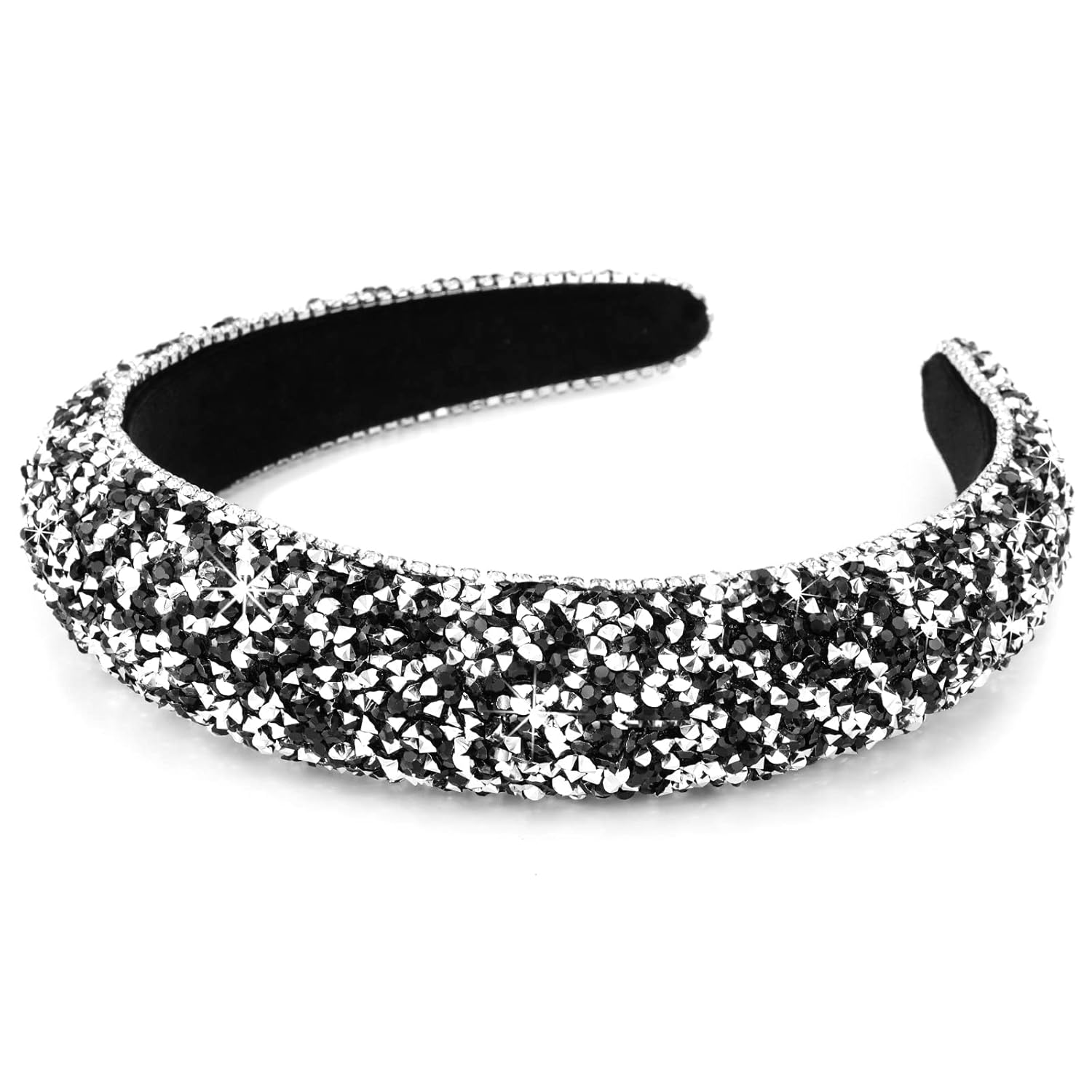 Wecoe Black Headband Rhinestone Headband Women Bling