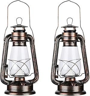 PACK OF 2 Vintage Rustic Accent Old Fashioned Electric Lantern Oil Lamp ...
