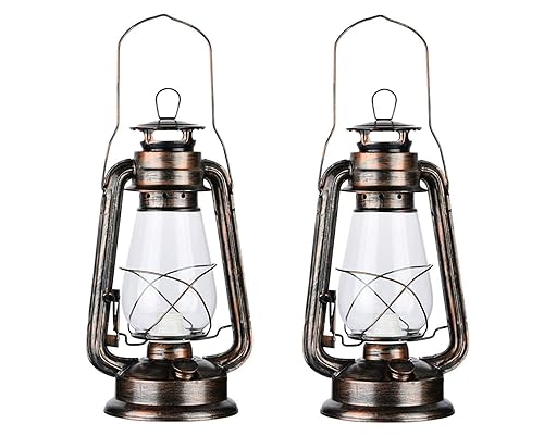 PACK OF 2 Vintage Rustic Accent Old Fashioned Electric Lantern