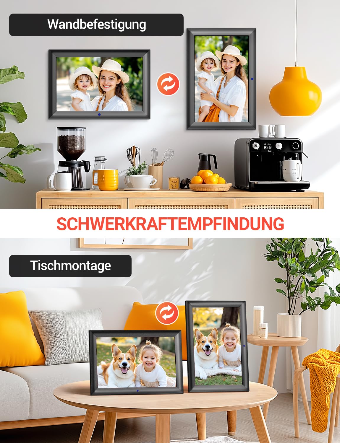 Digitaler Bilderrahmen 10,1 Zoll 1280x800 IPS USB SD-Karte Automatische Drehfunktion Foto Musik Video Player