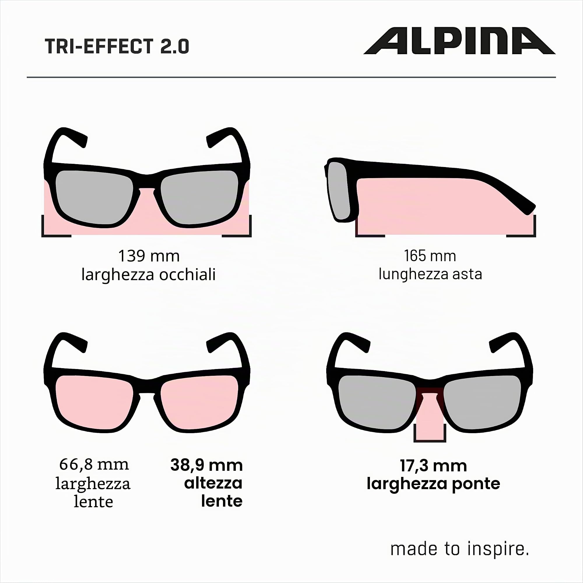 ALPINA Tri-effect 2.0. Occhiali sportivi Unisex adulto (Pacco da 1)