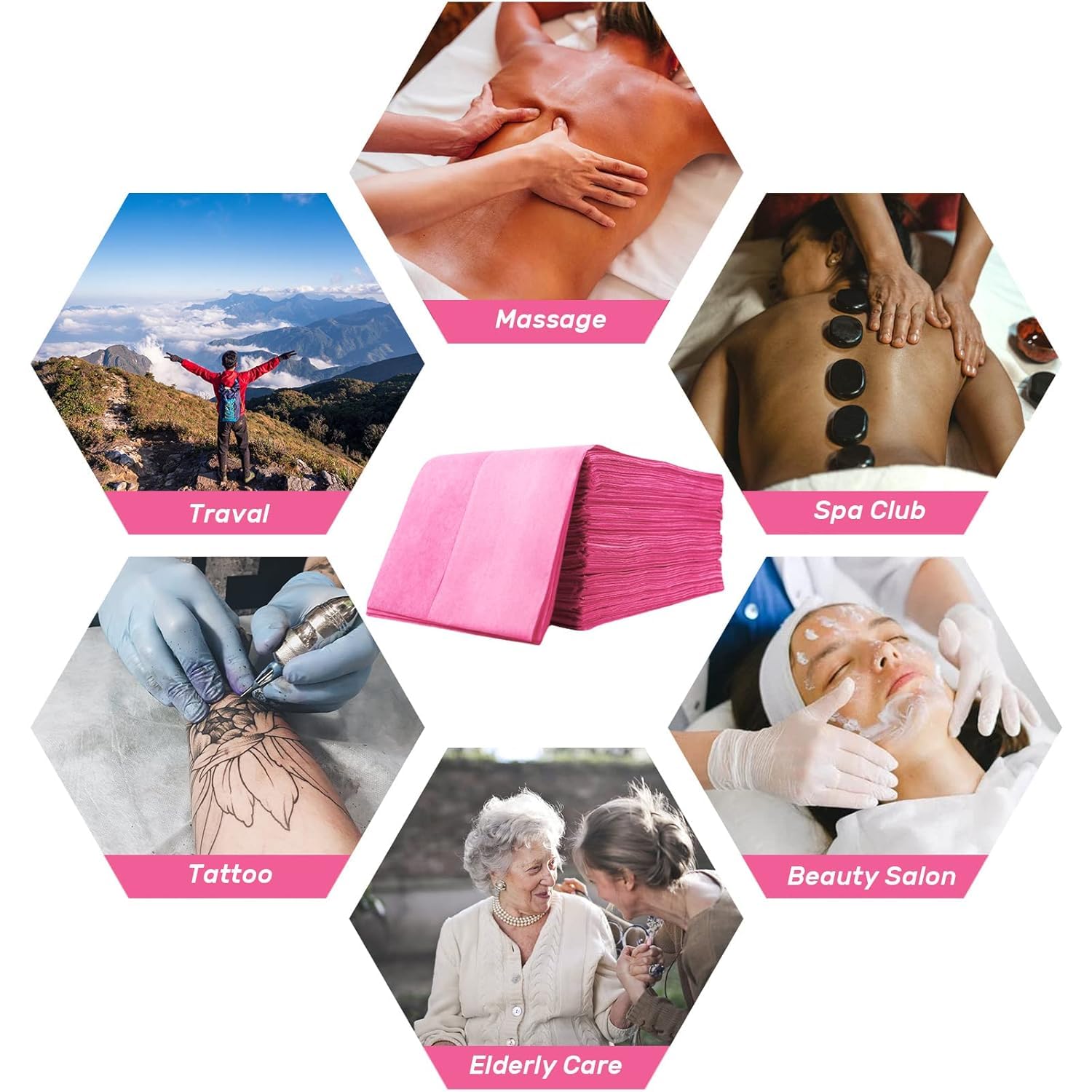 KUDIZE Disposable Non-Woven Bed Sheet (31 x 72 Inch) for Hospital, Hotel, Clinic, Spa, Travelling, Saloon, Saunas, Tattoo and Outing for Man, Woman, Elderly and Baby Care. (Pink, Pack Of-100) - Image 8 thumbnail