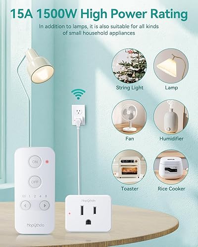 Miniatura 7 de Enchufe de salida de control remoto, toma de temporizador con control remoto, interruptor de luz remoto inalámbrico de 500 pies, enchufe