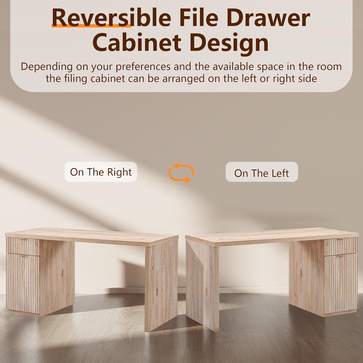 JXQTLINGMU 60" Modern Executive Desk with Storage