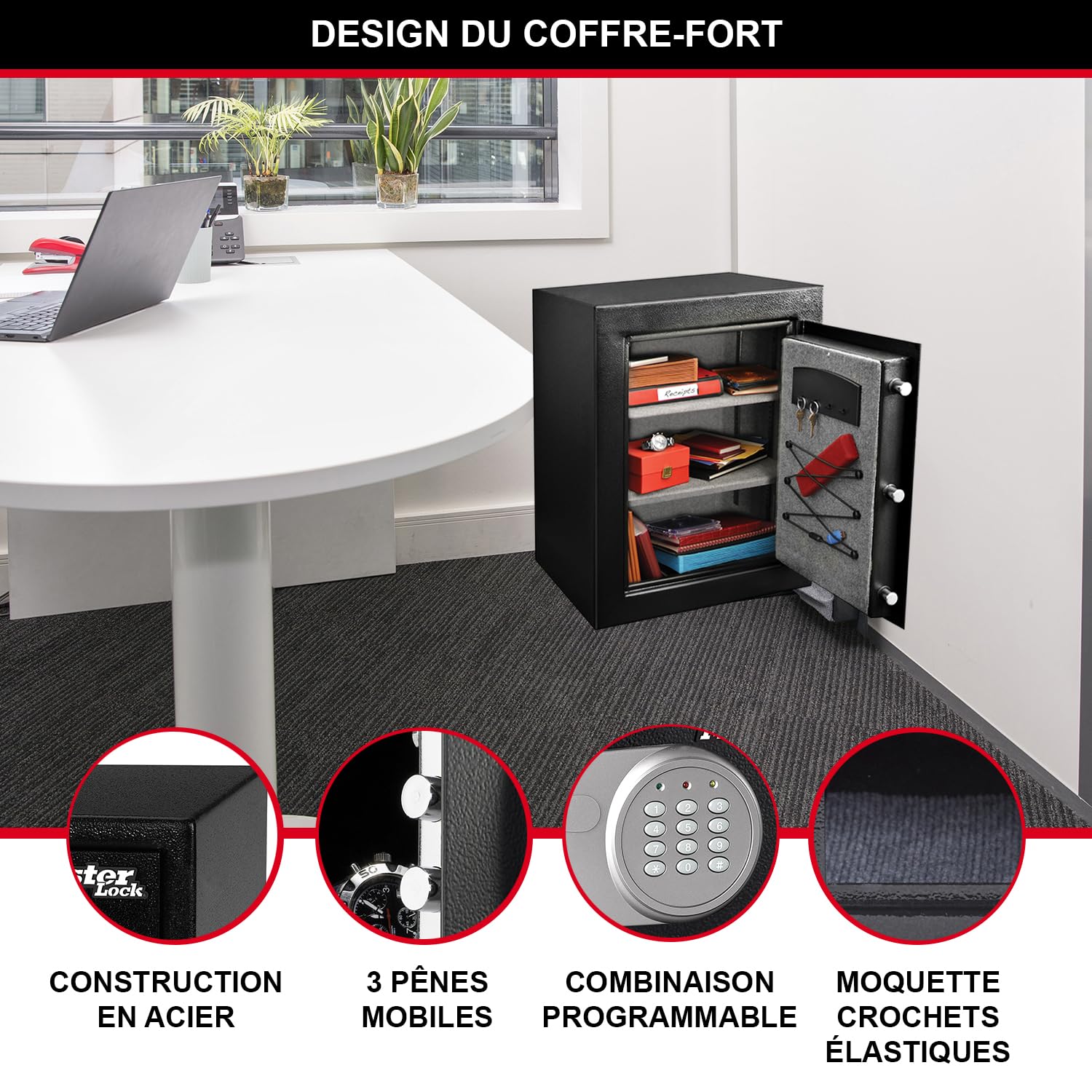 Master Lock Coffre-Fort Haute Sécurité Grande Capacité, Combinaison Électronique, 119 L, 70 x 55 x 50.2 cm