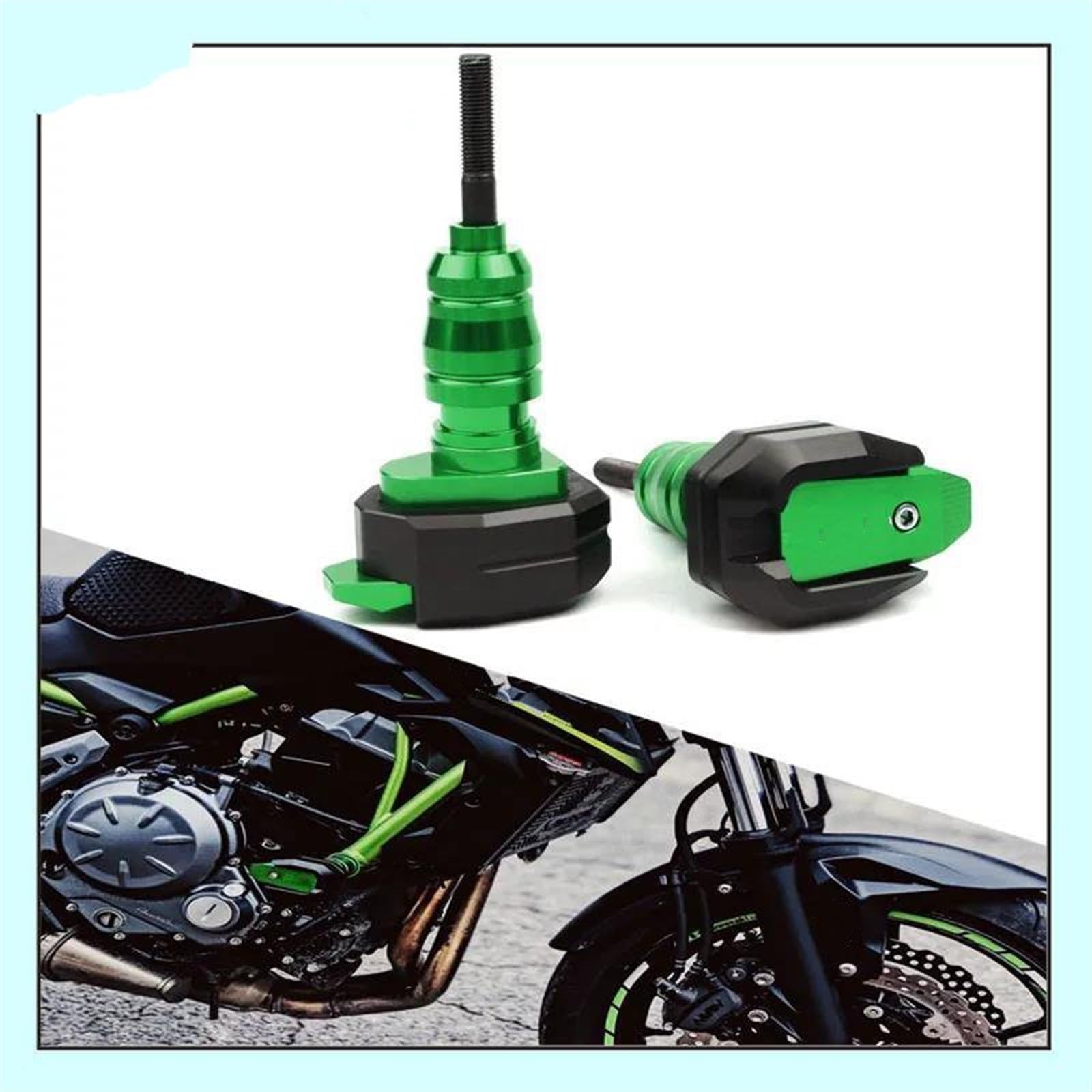 Tamponi Paratelaio Protezione anticaduta Per KAWASAKI Per NINJA 650 2017-2020 2021 2022 2023 Moto Protezione Dalla Caduta Paratelaio Carenatura Guard Anti Crash Pad Protector(VERDE)