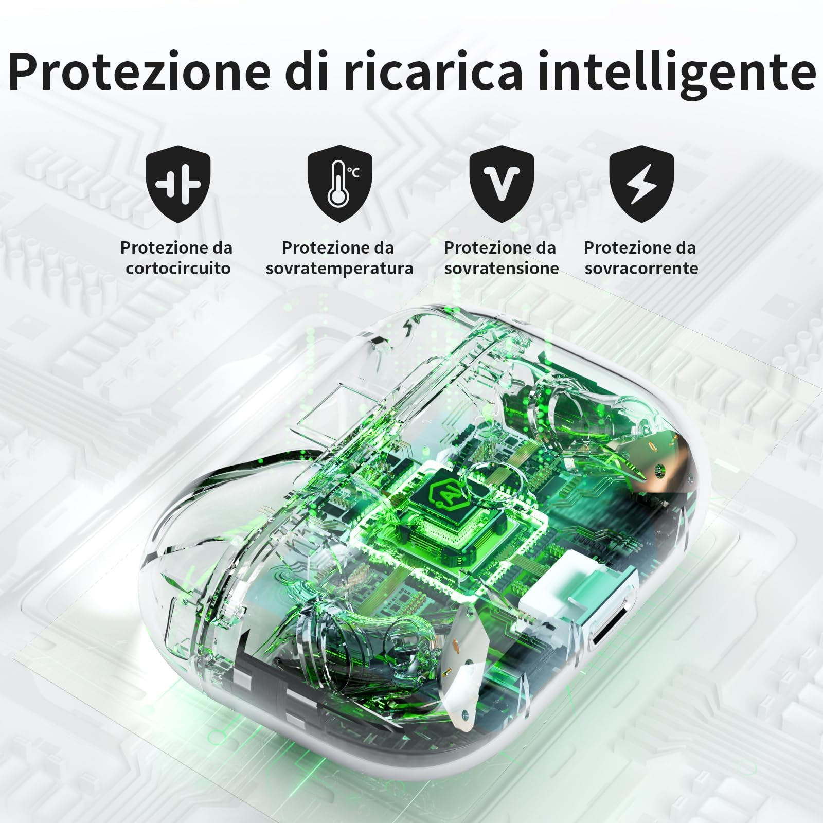 Uluck Custodia di ricarica wireless compatibile con AirPods di terza generazione, custodia di ricarica wireless, ricambio originale, pulsante di sincronizzazione di accoppiamento Bluetooth